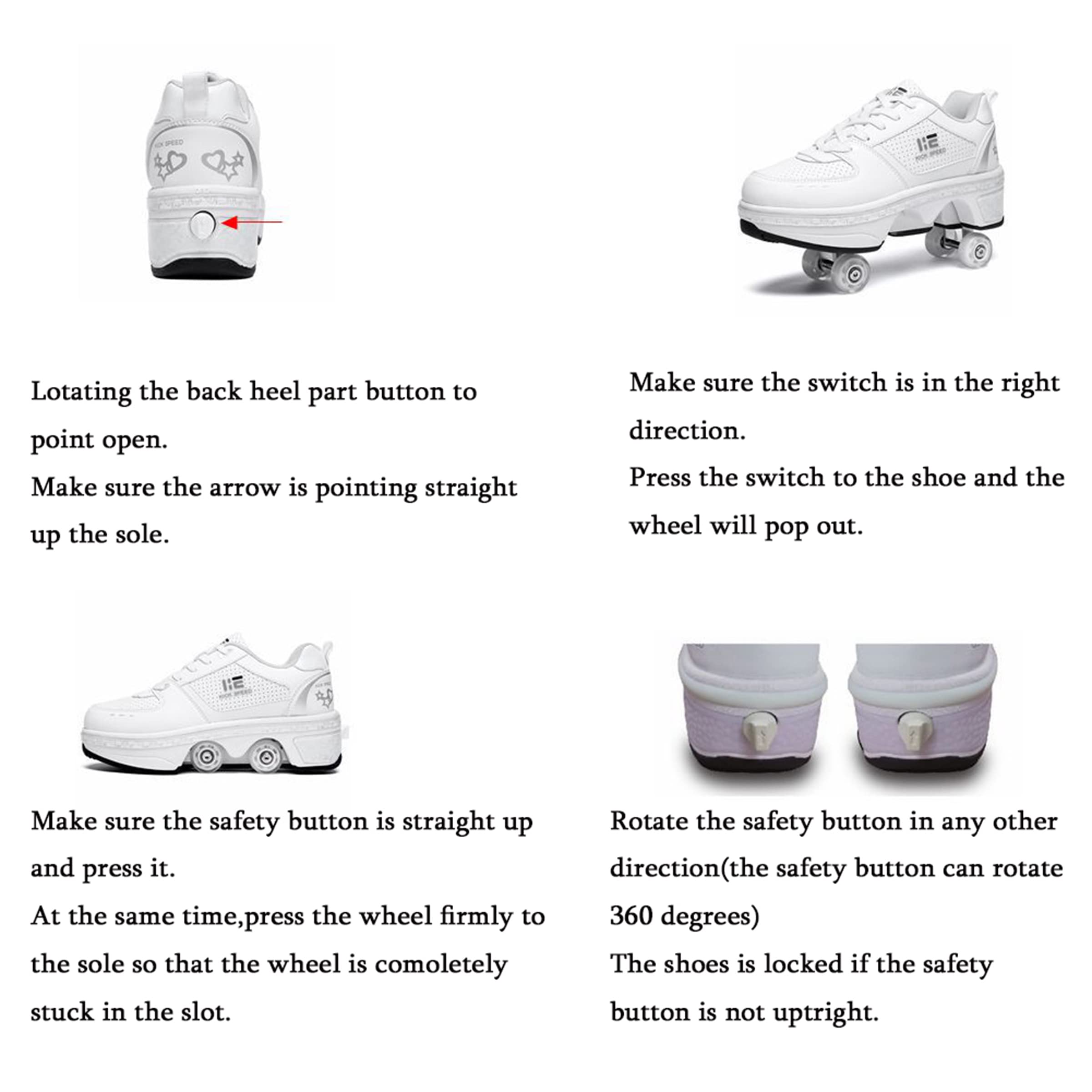 2-in-1 Roller Skates Shoes with Retractable 4 Wheels & Pop-Out Design - Adjustable Kids Skate Shoes for Boys & Girls - Perfect for Outdoor Sports, Skating Rinks & Birthday Gifts