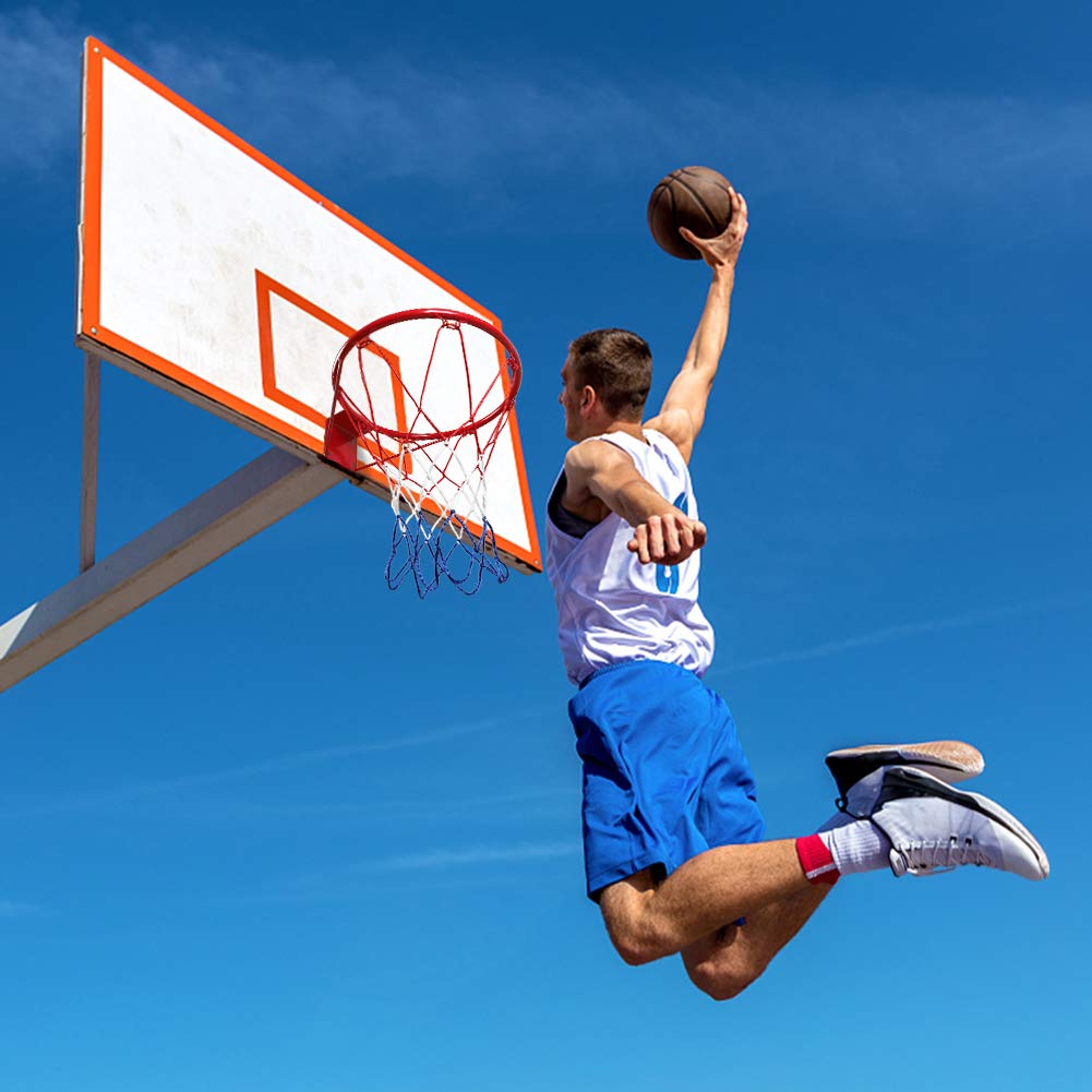 Ochine 15/18 Inch Basketball Hoop Replacement - Heavy Duty Wall Mounted Basketball Rim with Net for Indoor & Outdoor Use - Perfect for Kids & Adults (Backyard, Driveway, Gym, Playground)