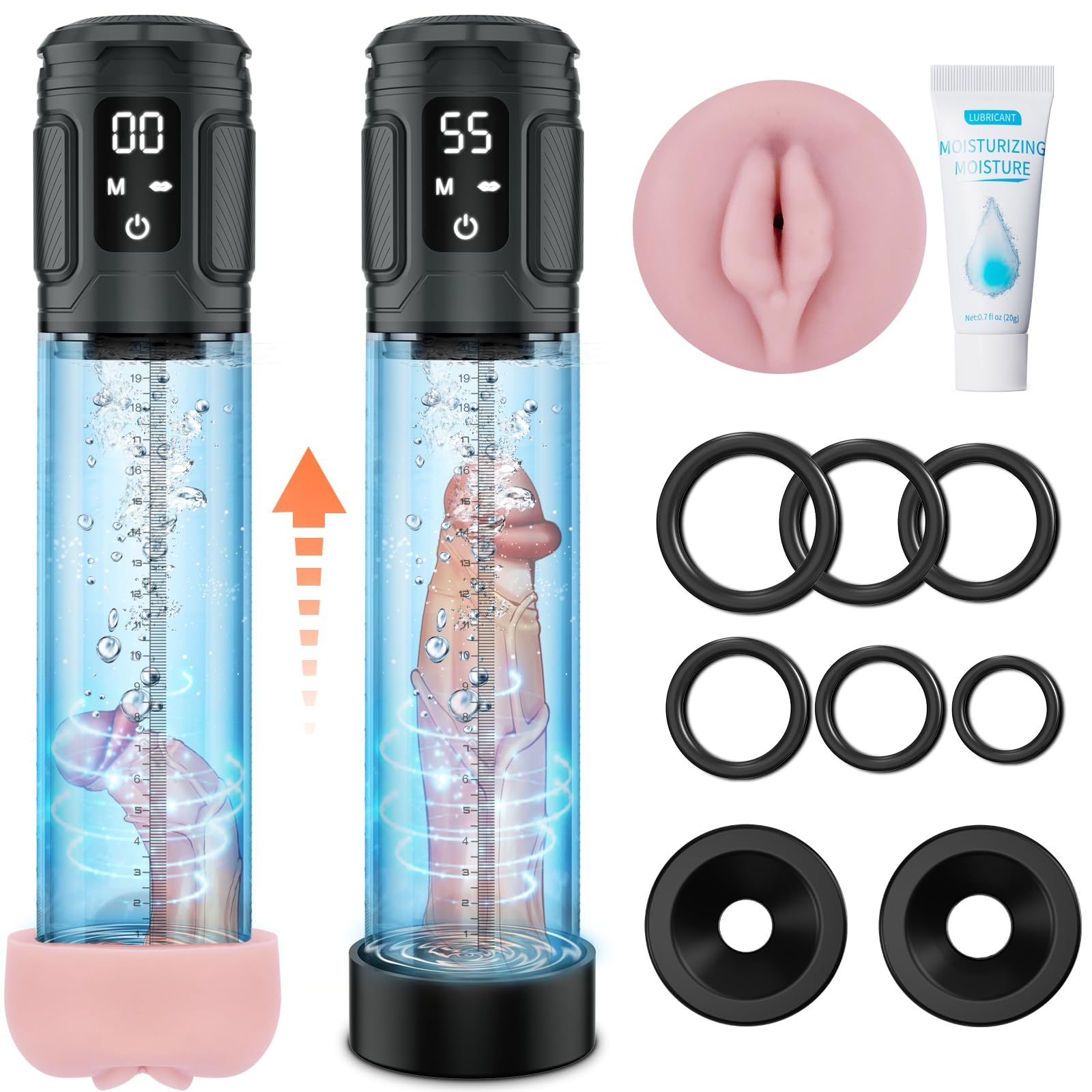 Electric Penis Pump for Men - Automatic Male Masturbator with Mini Pocket Pussy & 6 Cock Rings | IPX7 Waterproof Adult Sex Toy with 5 Suction Modes | Enhances Erection & Pleasure for Solo Play & Couples Fun