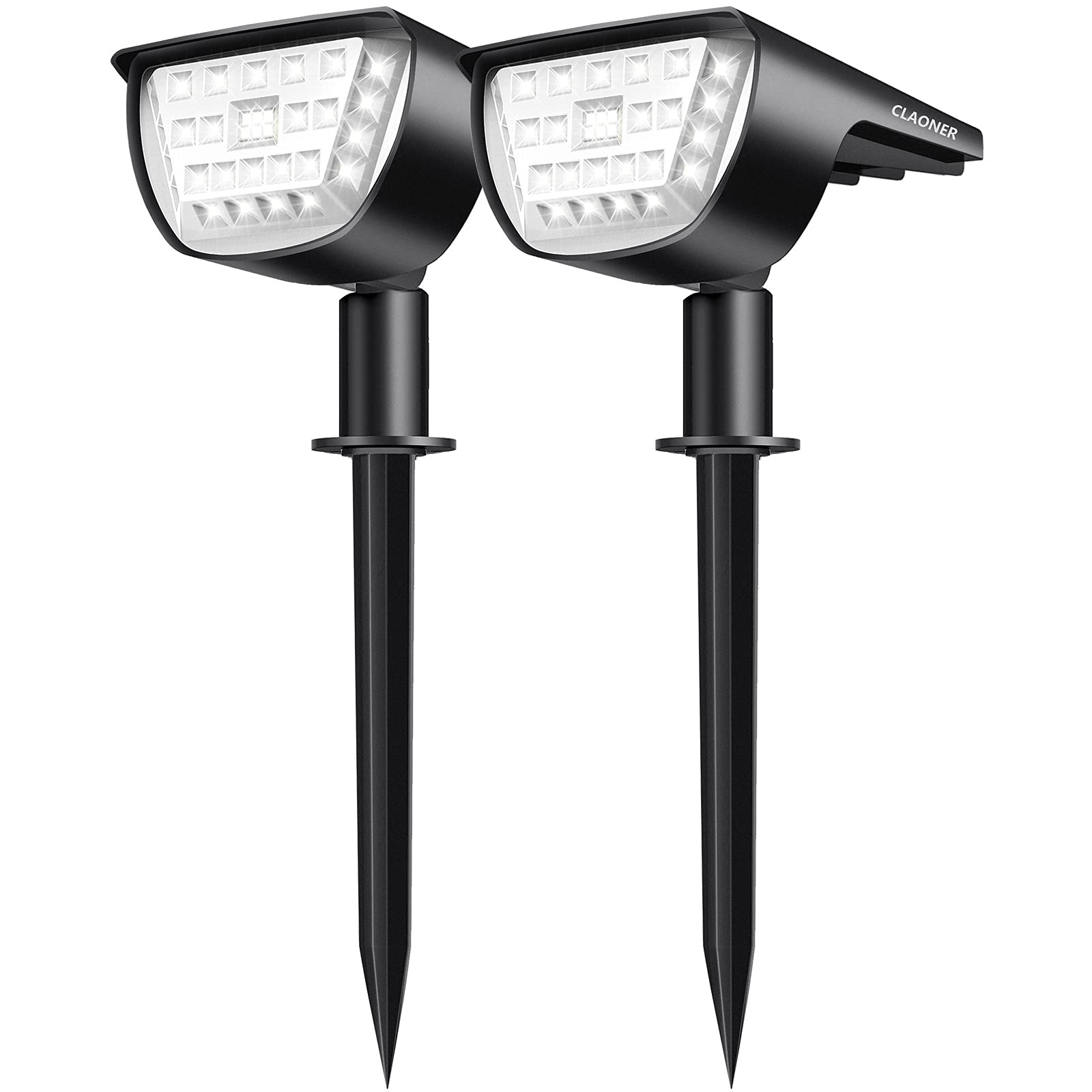 Solar Spot Lights Outdoor - 32 LED Waterproof IP65 Landscape Lighting with 3 Modes, 2-in-1 Flood & Spotlight for Yard, Garden, Backyard, Trees, Pathway (2 Pack) - Perfect for Patio Decor, Driveway Illumination & Holiday Lighting