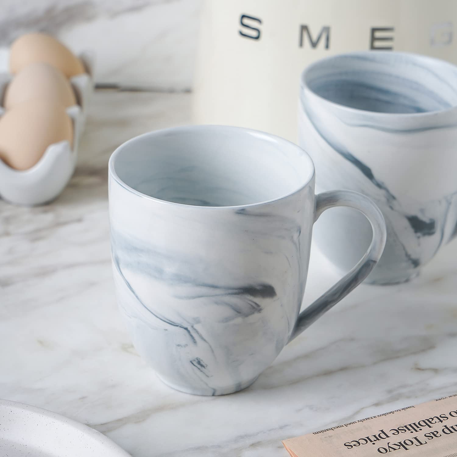 Premium Stone Lain Brighton Porcelain Dish Set - 4 Elegant Gray Coffee Mugs for Home, Office, or Gifts | Durable & Stylish Tea Cups for Daily Use, Parties, and Decor