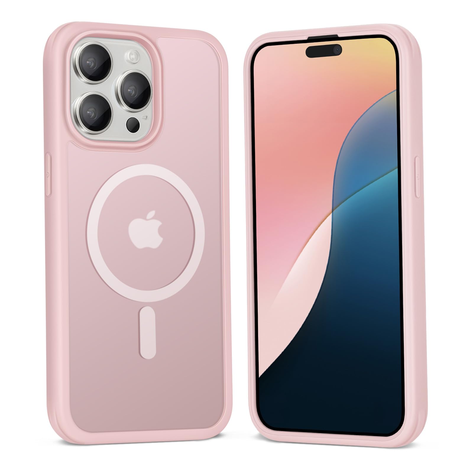 XcaseBar Rugged iPhone 15 Pro Max Case with Built-in Tempered Glass Screen Protector | Shockproof Full-Body Protection | MagSafe Compatible | Rose Gold | Perfect for Outdoor Activities, Travel & Daily Use
