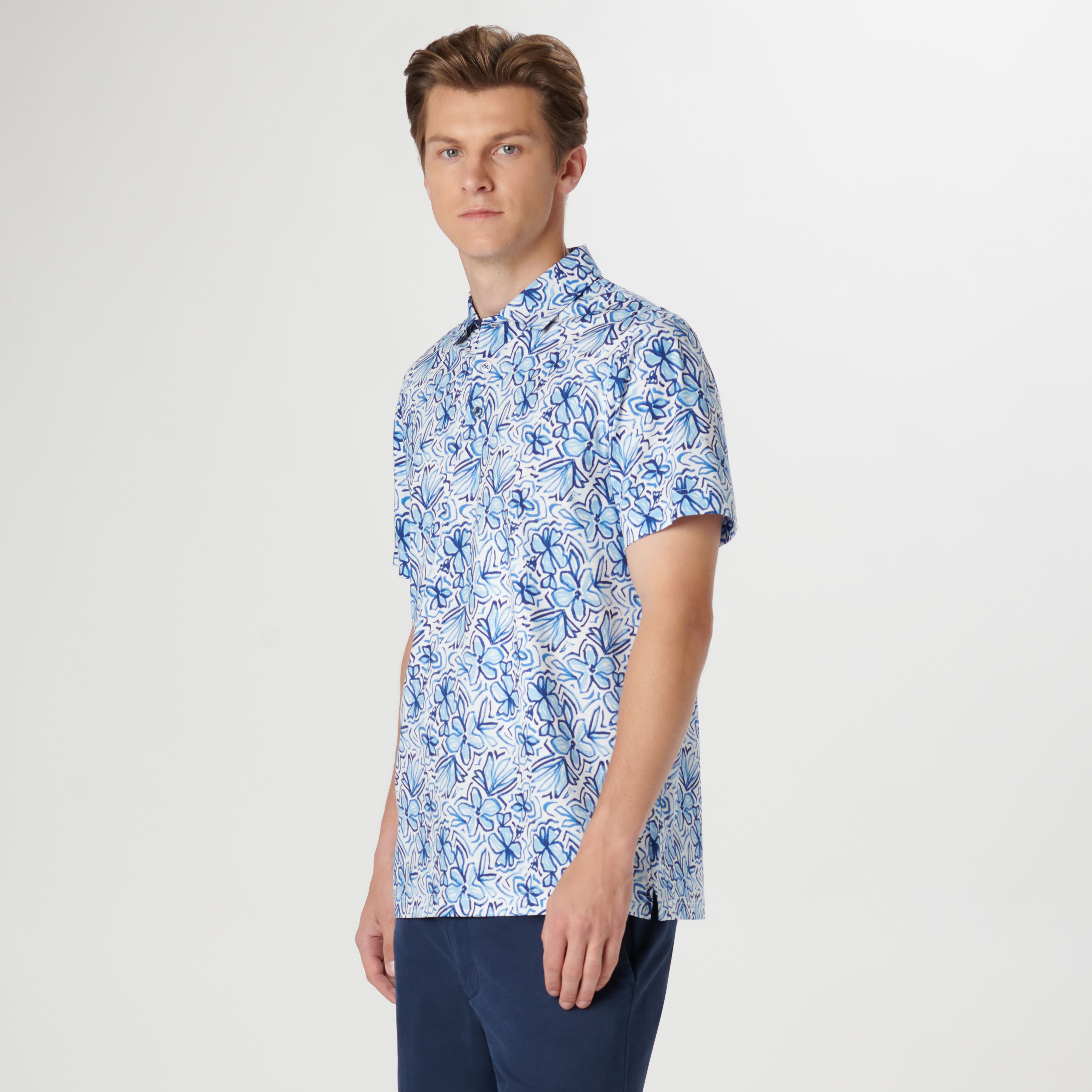 Hendrix Floral Print Polo Shirt for Men - Stylish Casual Short Sleeve Button Down Shirt - Perfect for Summer, Beach, and Outdoor Activities