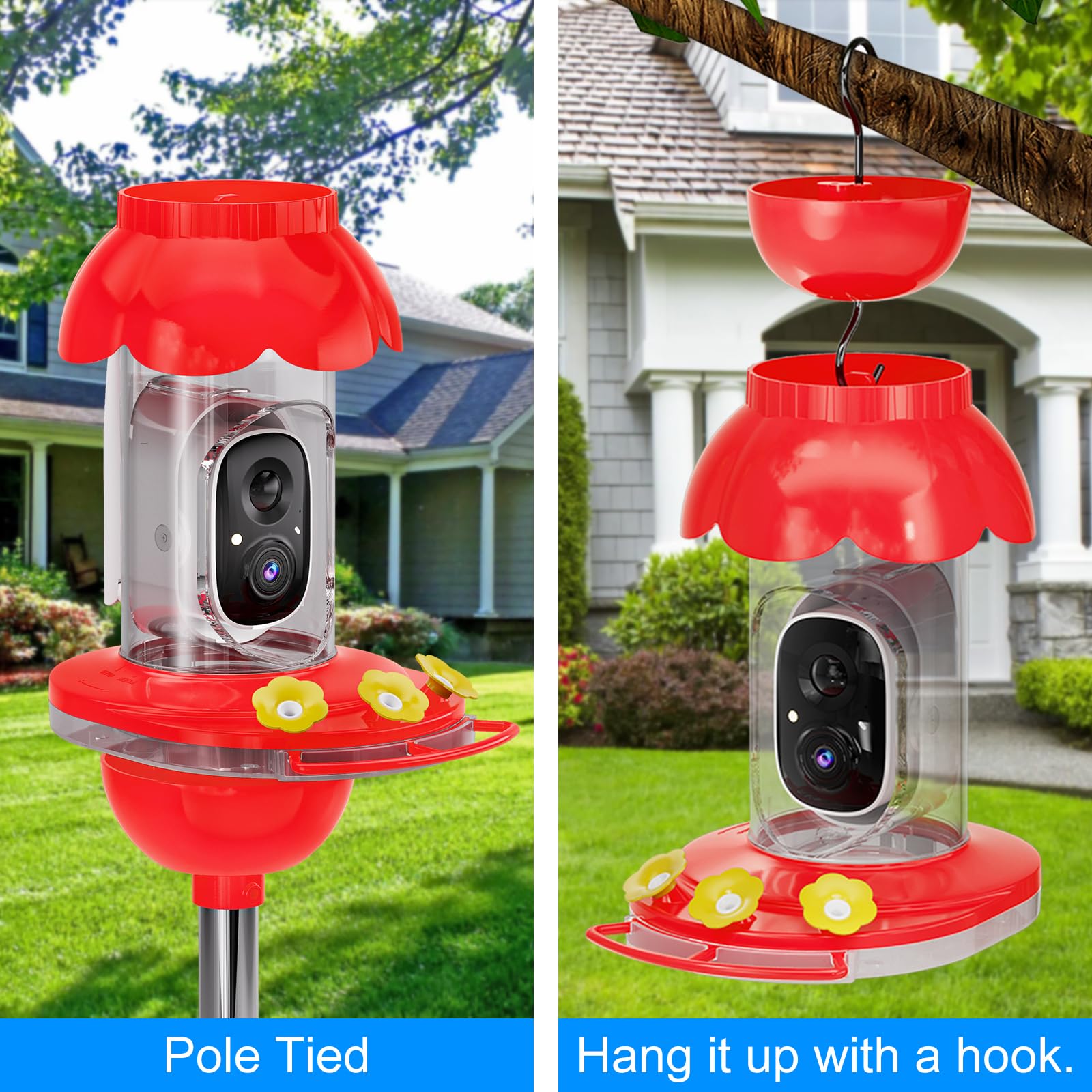 Smart Hummingbird Feeder with Wireless AI Camera - Outdoor Bird Feeder with Motion Detection & Auto Video Capture - Perfect Gift for Bird Lovers - Watch Live & Record Bird Activities in Your Garden