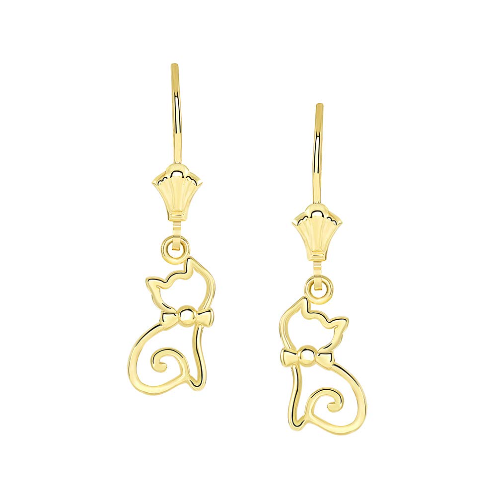 Elegant Gold Openwork Cat Dangle Earrings for Women - Perfect Gift for Cat Lovers & Pet Enthusiasts - Ideal for Casual Wear, Date Nights & Special Occasions