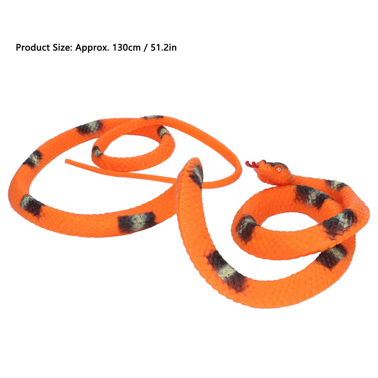 Realistic Fake Rubber Snake Toy - 51.2 Inch Large Orange Prank Snake for Scaring Birds & Practical Jokes | Outdoor Garden Pest Deterrent & Halloween Party Decoration
