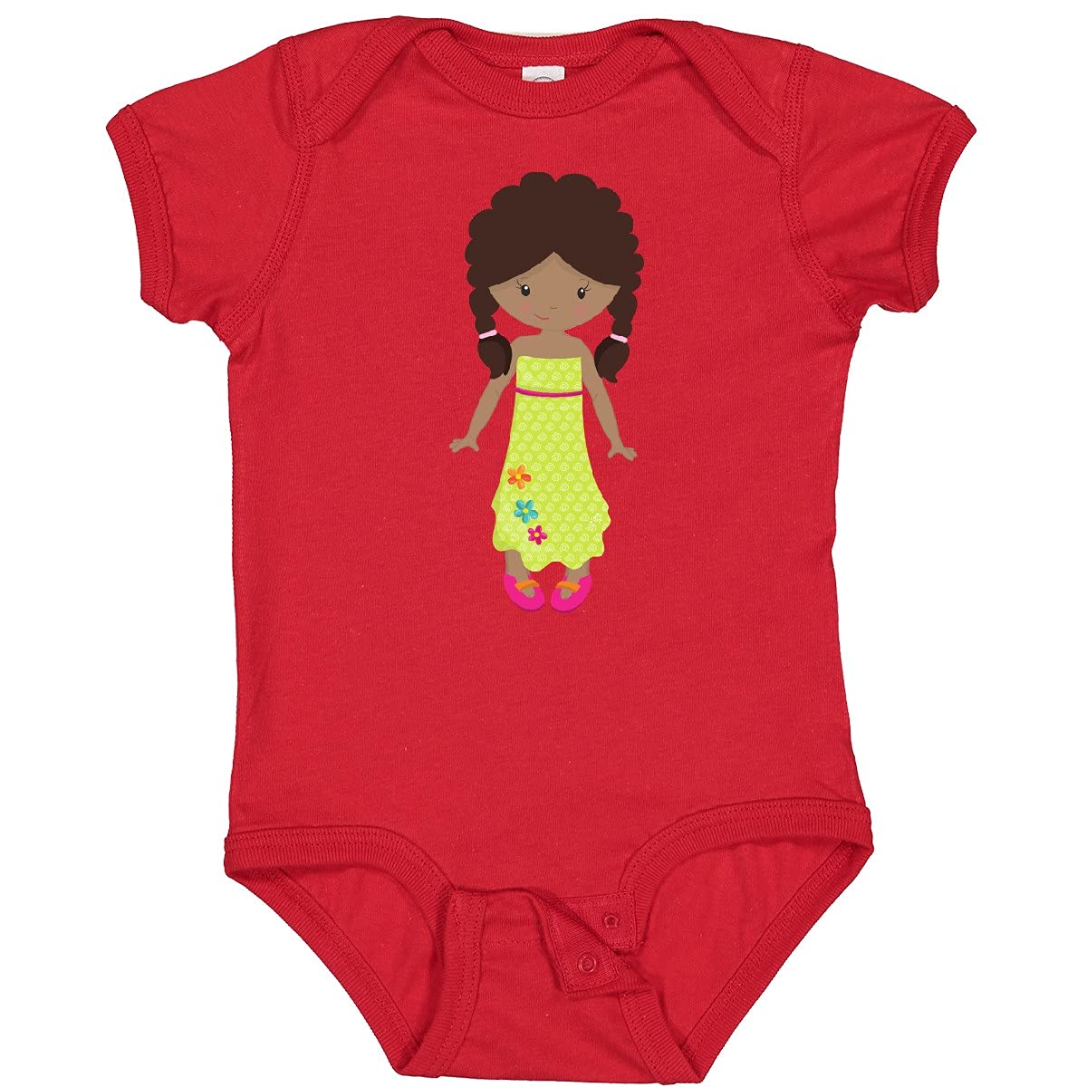 Inktastic African American Girl Fashion Baby Bodysuit - Green Dress Outfit for Infants & Toddlers - Perfect for Casual Wear, Family Photos & Special Occasions