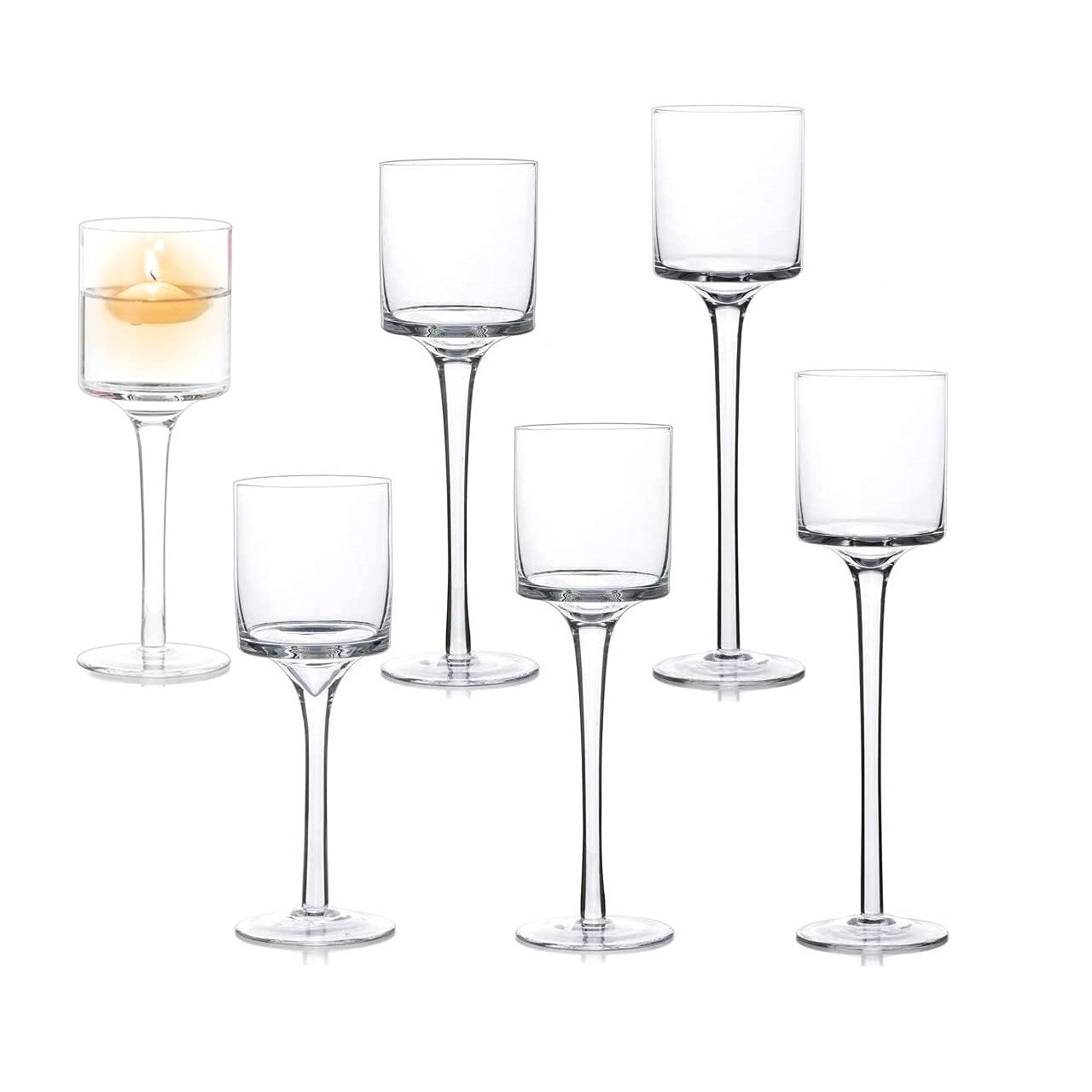 Glass Tea Light Candle Holders Set of 2 - Elegant Votive Candle Holders for Wedding, Christmas, and Dining Table Centerpiece Decor - Perfect for Home Decor, Romantic Dinners, and Holiday Celebrations