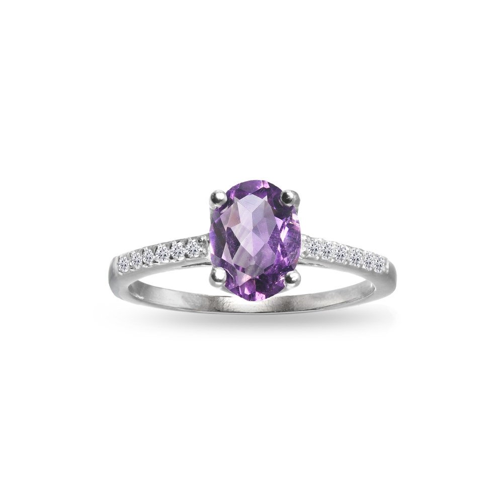 Sterling Silver Amethyst Topaz Crown Ring for Women - Elegant Gift