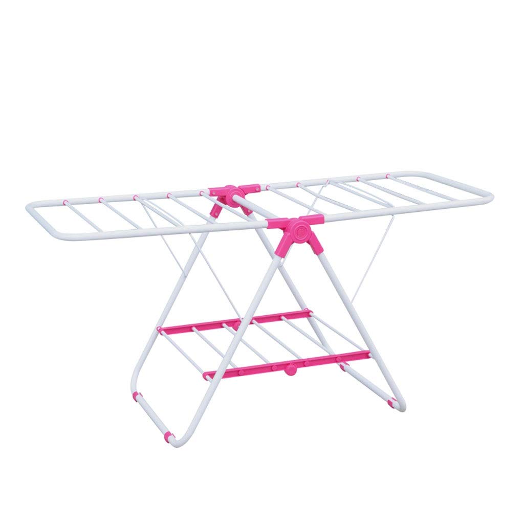 ABS Plastic Folding Clothes Drying Rack - Indoor/Outdoor Winged Laundry Airer with Stable Base, Rose Red - Perfect for Small Spaces, Apartments, Balconies & Camping