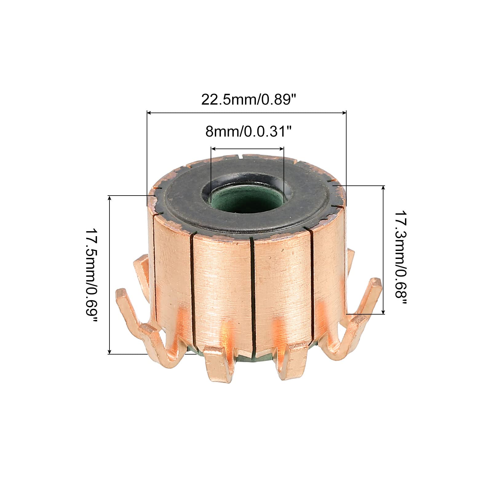 PATIKIL 10 Gears Teeth Electric Motor Commutator 8mm ID 22.5mm OD Replacement Part for DC Motors - Perfect for Power Tools, DIY Projects & Industrial Equipment Repair