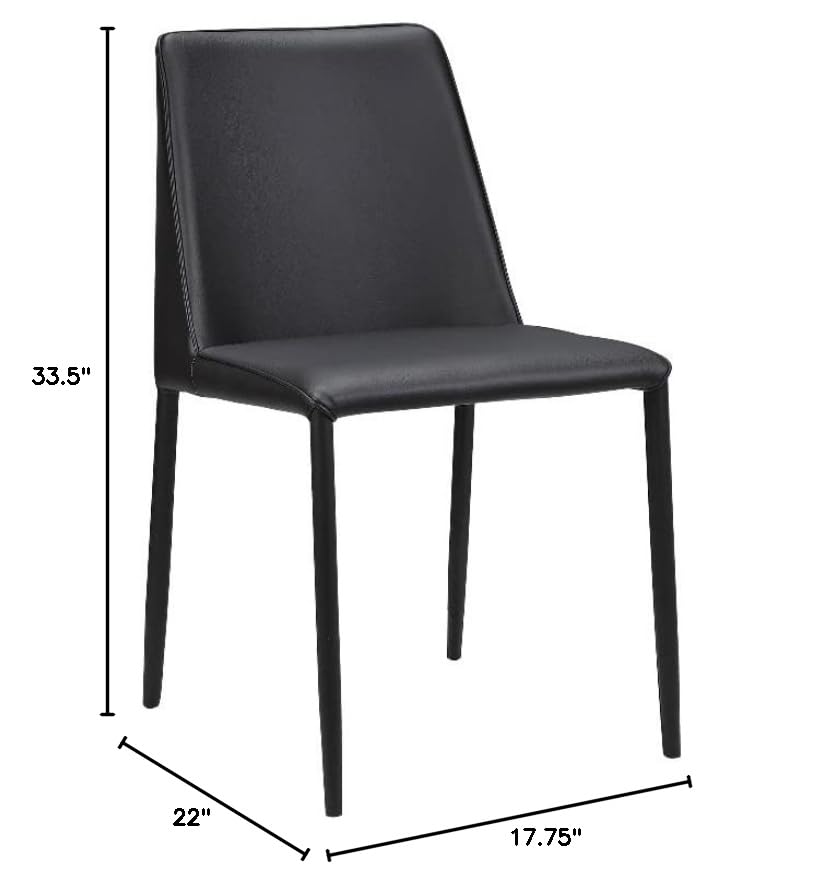 Nora Dining Chair Set of 2 - Modern Black Vegan Leather Upholstered Side Chairs for Kitchen, Dining Room & Office - Comfortable & Stylish Seating Solution