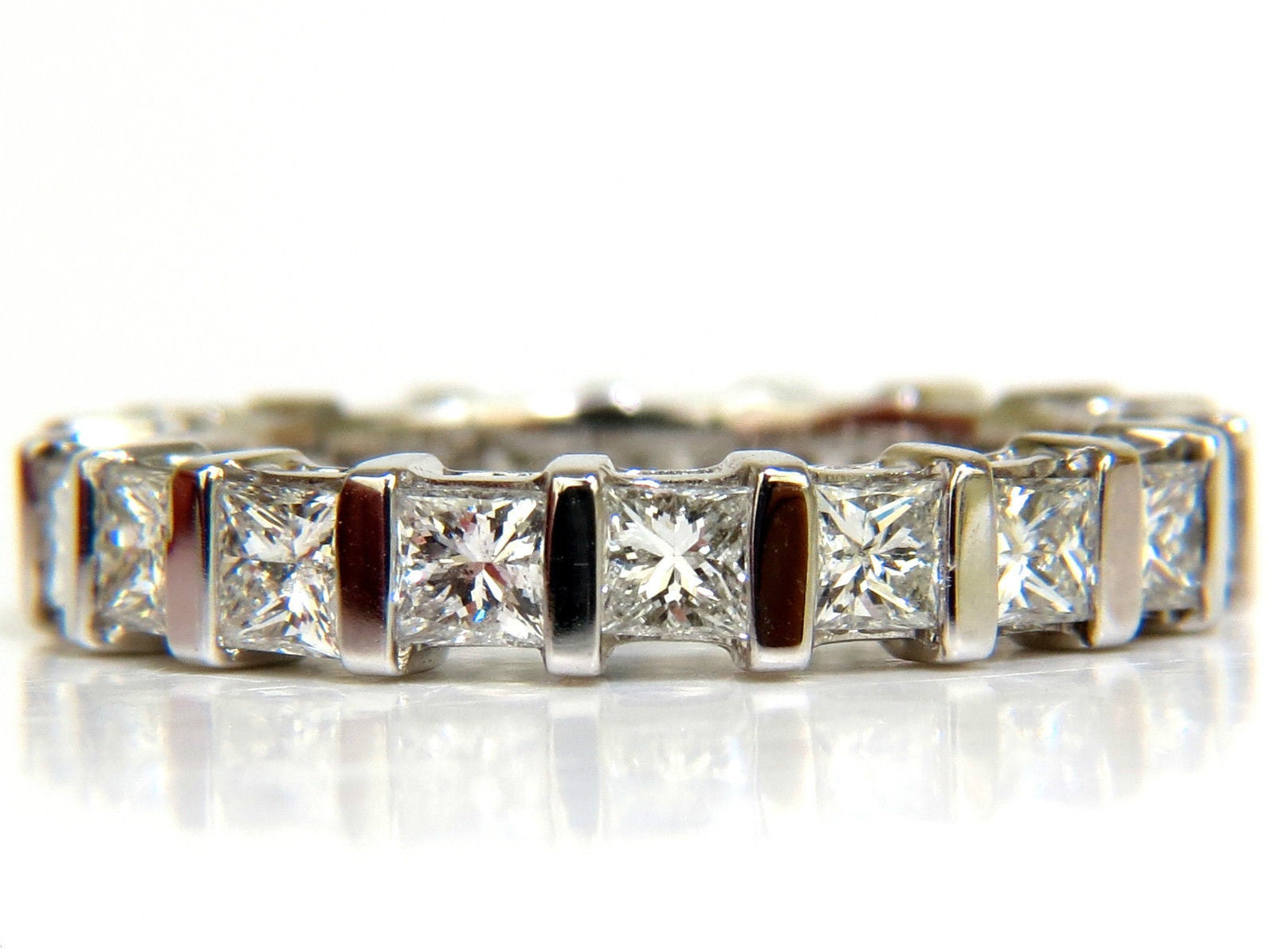 2.85CT Princess Cut Diamond Eternity Ring in 14KT Gold, H/VS Quality, Size 7.25, Channel Setting - Perfect for Anniversaries, Engagements & Special Occasions