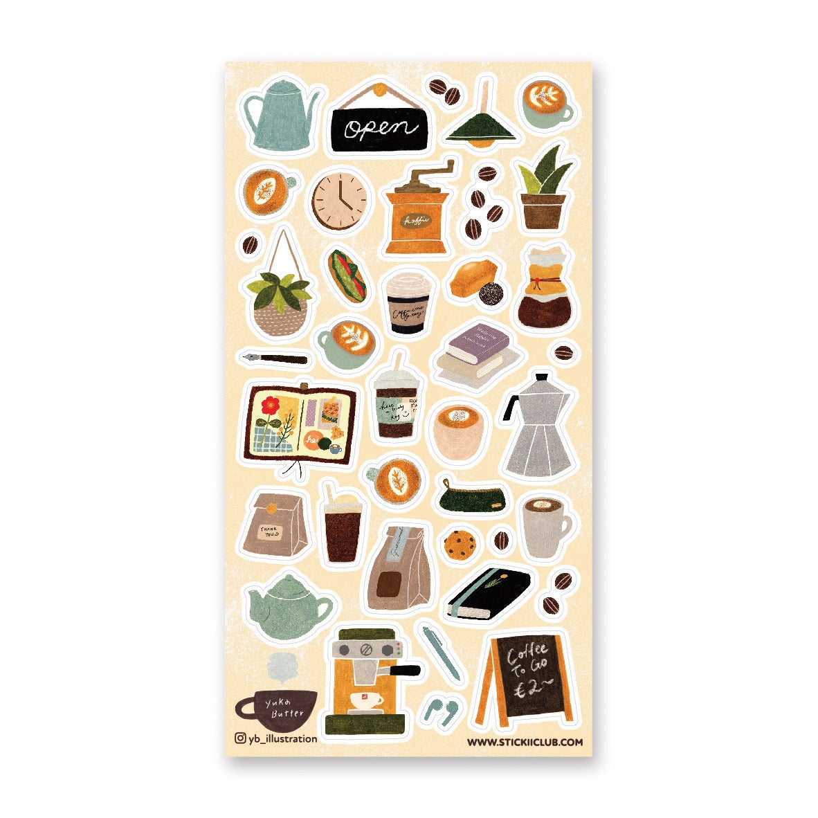 Cafe Joy Sticker Sheet - 50 Unique Coffee-Themed Decorative Stickers for Scrapbooking, Journals & Laptops - Perfect for DIY Crafts, Gift Wrapping & Home Decor