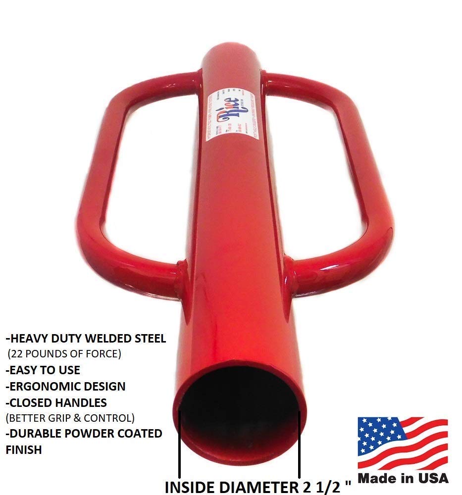 Rice Hydro 2.5 Inch Post Driver | Heavy Duty Fence Post Pounder with Ergonomic Handles | T-Post, Sign Post & Wood Stake Installer | Made in USA | Perfect for Farm Fencing, Garden Stakes & Property Markers