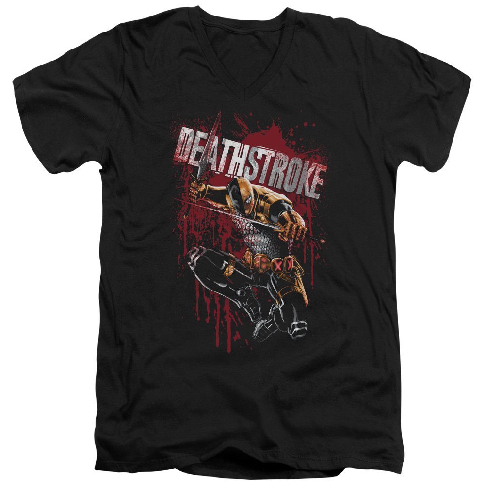 JLA Blood Splatter V-Neck T-Shirt for Men & Women | Casual Graphic Tee