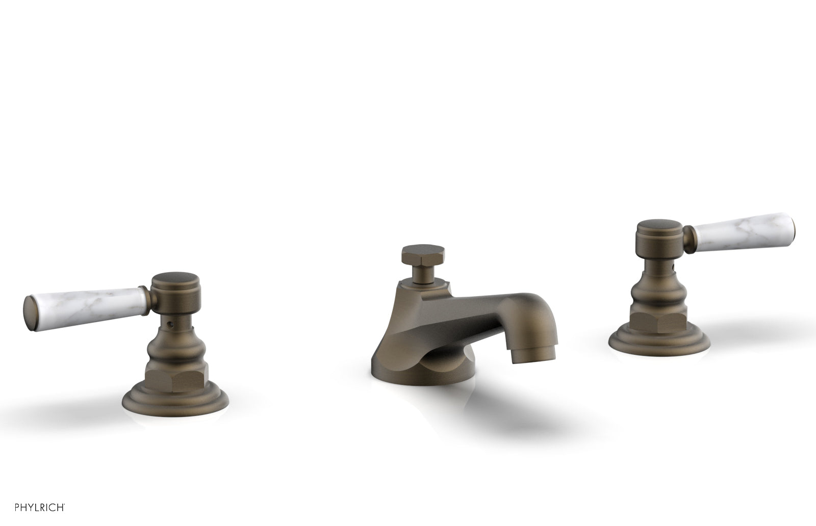 HEX TRADITIONAL Widespread Bathroom Faucet with White Marble Lever Handles - Model 500 03 | Perfect for Modern Bathroom Vanities and Powder Rooms
