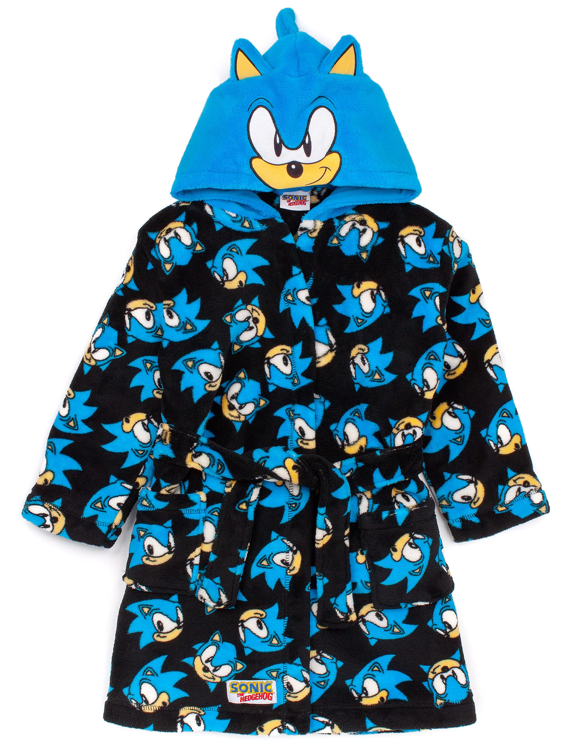 Sonic The Hedgehog Kids Bathrobe - Soft Blue Character Dressing Gown for Boys & Girls | Gamer Pajama Robe Merchandise | Perfect for Cosplay, Sleepovers & Gaming Nights