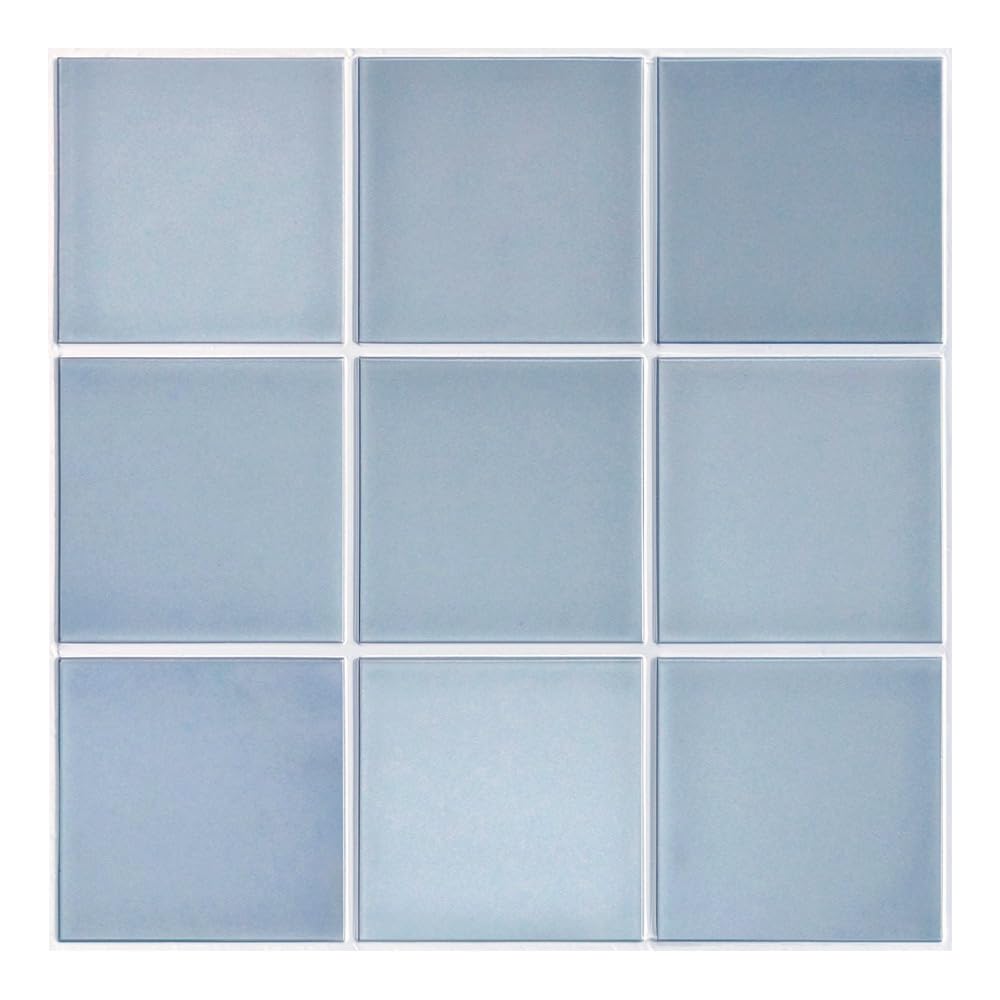 Commomy 10-Pack Matte Blue PVC Peel and Stick Wall Tiles 11.8x11.8 Inch - 3D Square Self-Adhesive Backsplash for Kitchen, Bathroom, Bedroom, Living Room & RV - Easy DIY Home Renovation, Waterproof Decorative Wall Panels