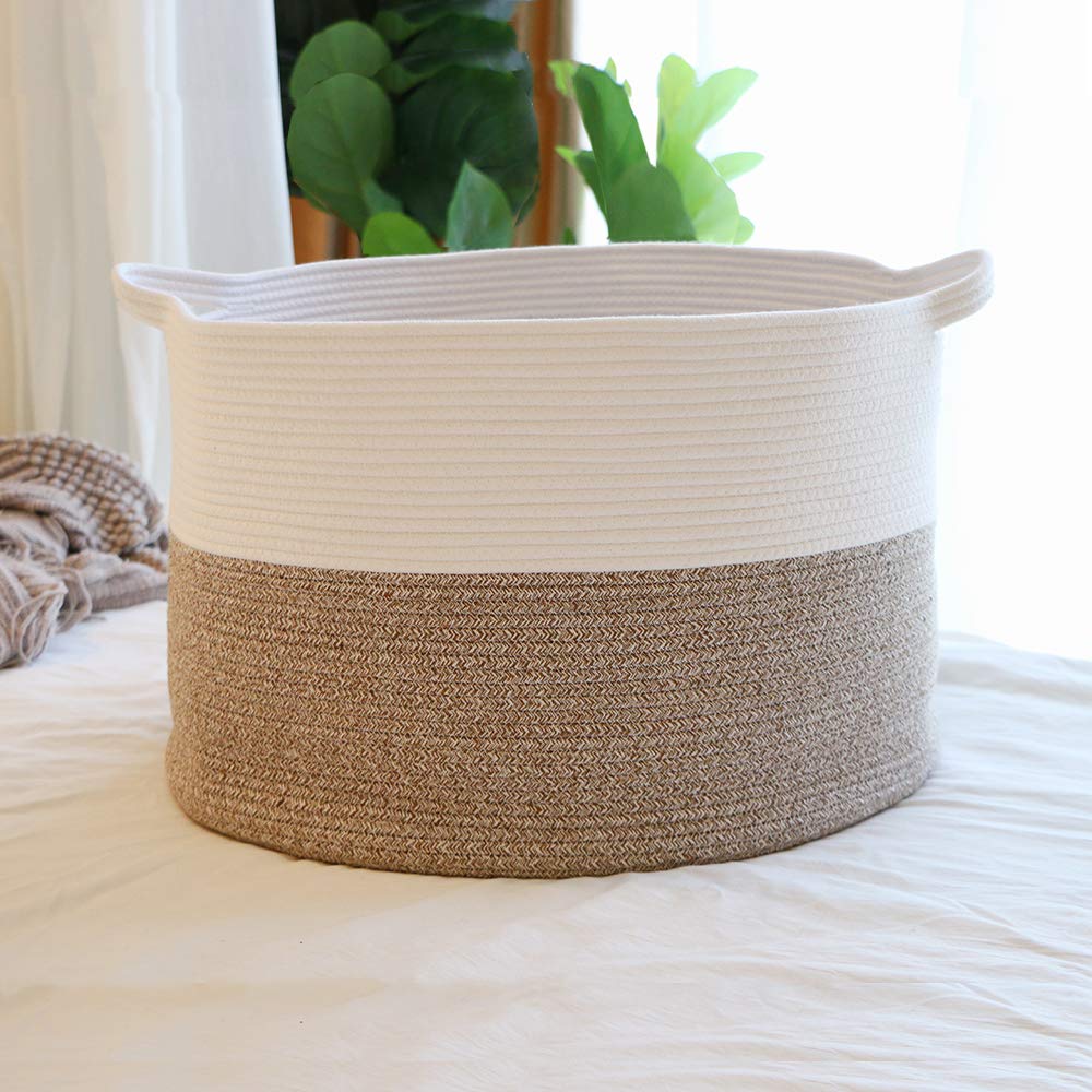 YNEXTRA Extra Large Cotton Rope Woven Basket - 22