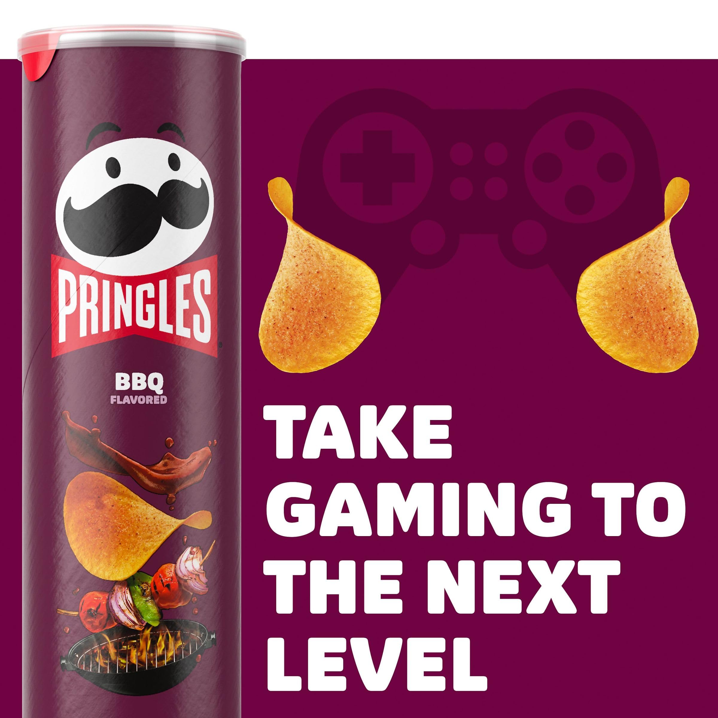 Pringles BBQ Flavored Potato Crisps - 5.5oz Can (Pack of 1) | Crunchy Lunch Snacks, On-The-Go Treats for Work, School & Road Trips
