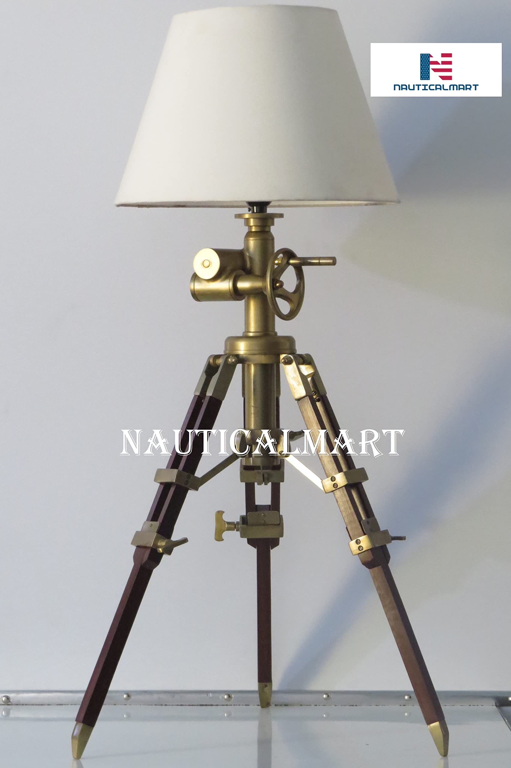 Royal Marine Tripod Table Lamp - Industrial Nautical Decor Desk Lamp for Bedroom, Living Room, Office & Dorm (Shade Not Included) | Perfect for Coastal Home Decor, Study Lighting & Nightstand Use