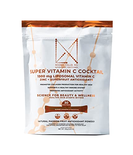 Dr. Nigma Super Vitamin C Cocktail Powder Packets - Immune Support & Collagen Booster with Zinc & Superfruits (30 Count) | Daily Wellness Drink for Energy & Skin Health