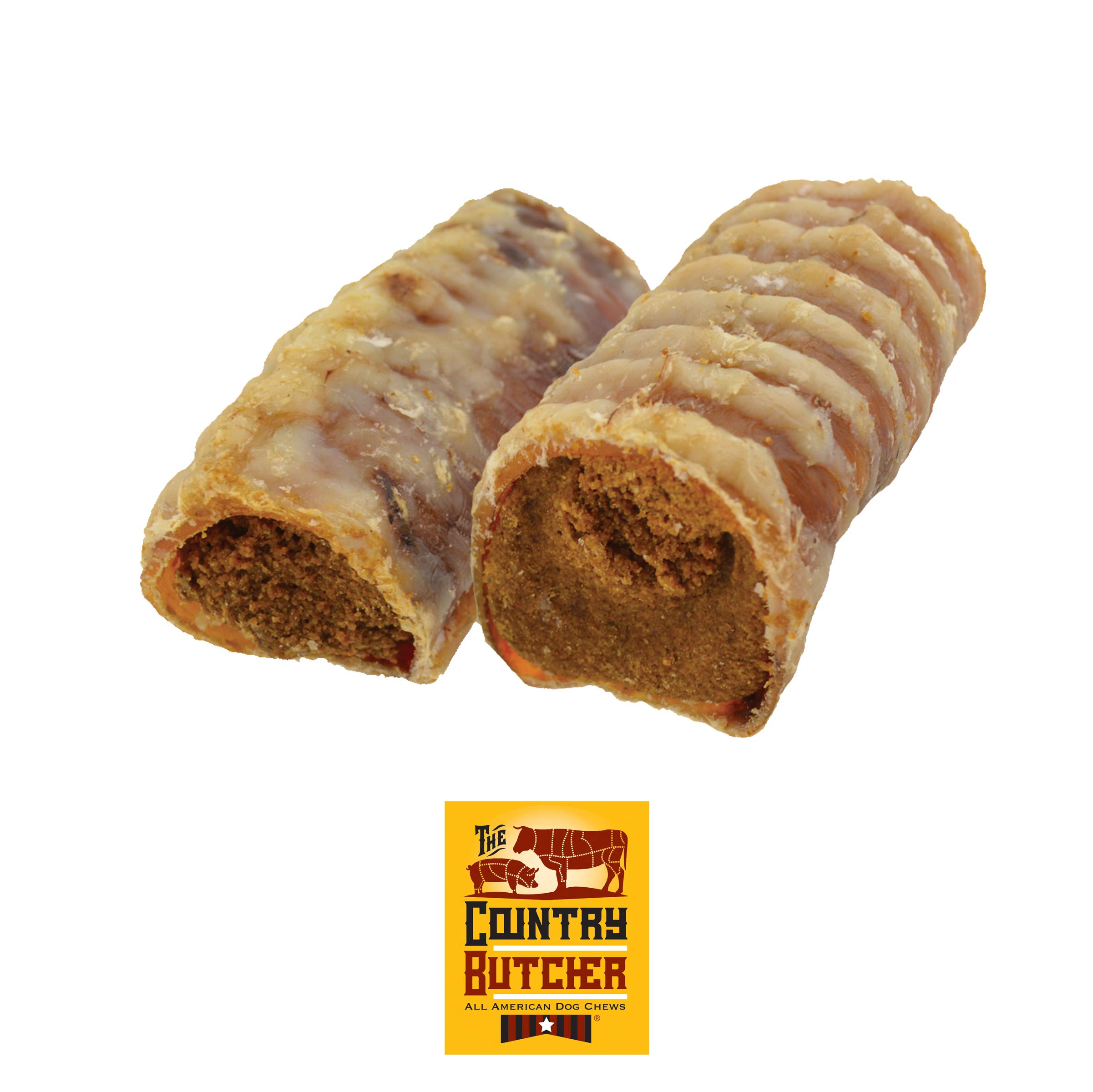 Natural Filled Beef Trachea Dog Chews with Glucosamine & Chondroitin for Joint Health | USA-Made Peanut Butter Stuffed Tough Chew Toy | Grain-Free, Rawhide-Free Treats (10 Count) - Perfect for Training, Teething & Dental Care