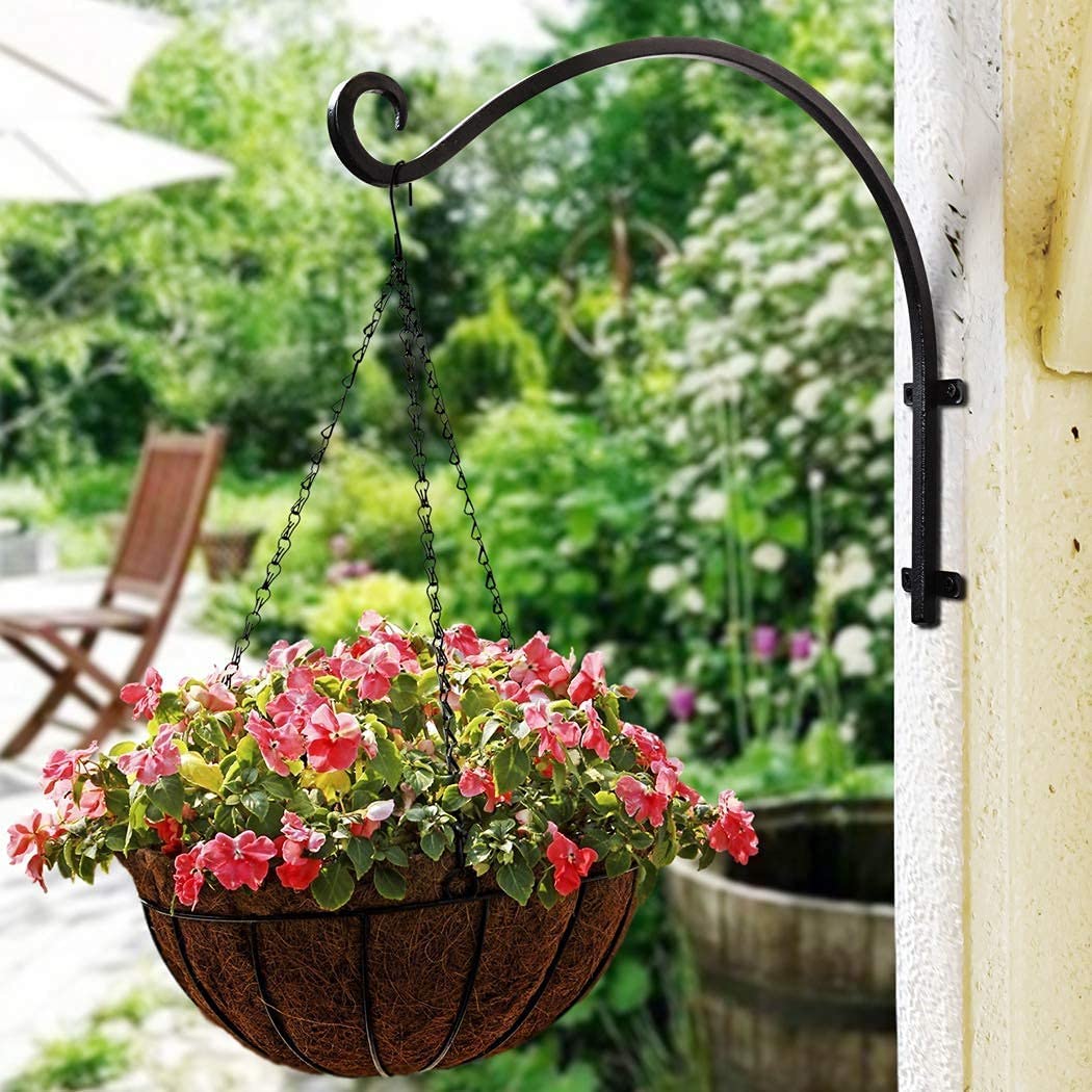 2 Pack Heavy Duty Outdoor Bird Feeder Brackets - 16 Inch Metal Wall Hooks for Hanging Planters, Flower Baskets & Bird Feeders - Perfect for Garden, Patio & Balcony Decor