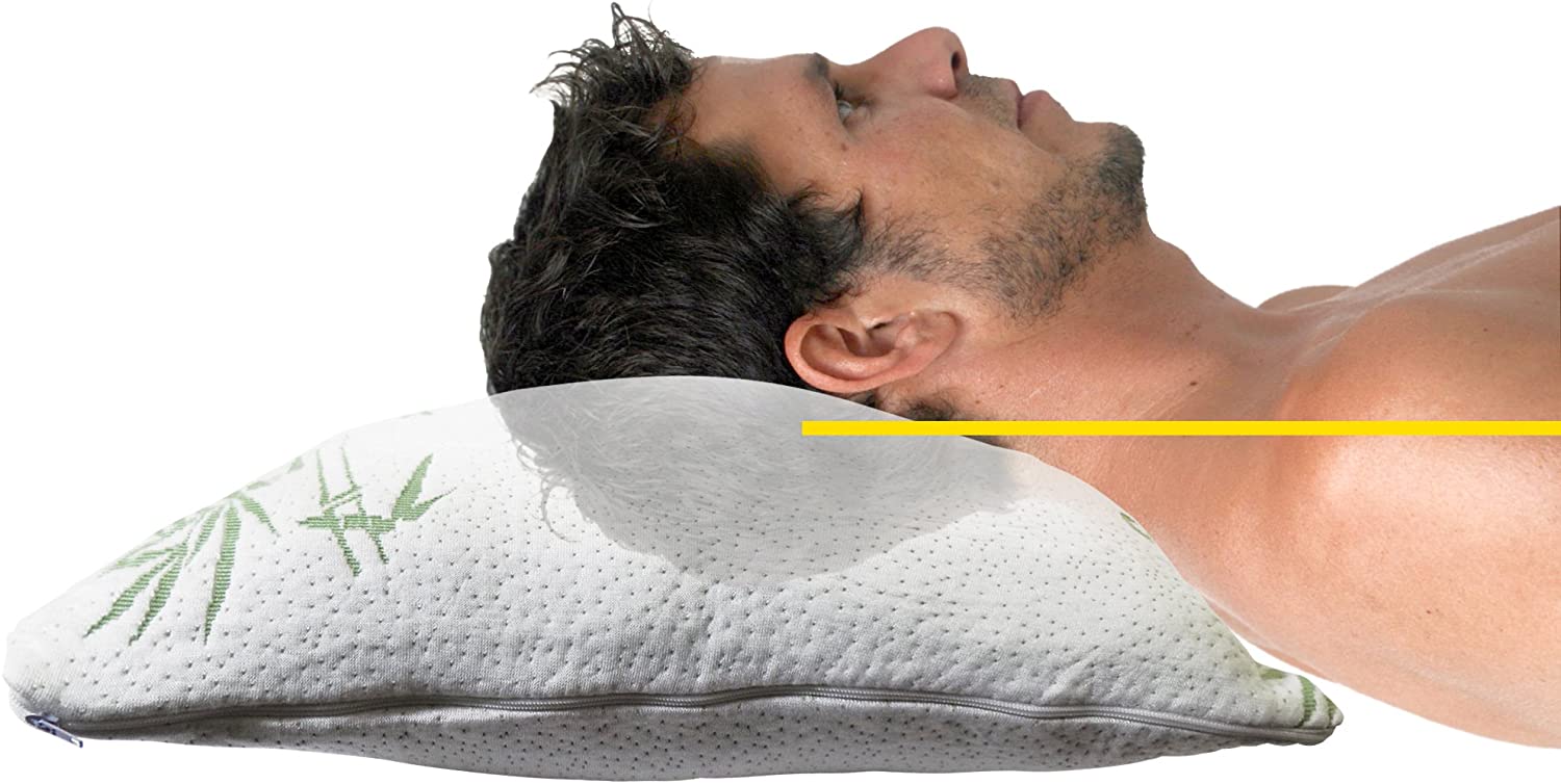 Brijo Bamboo Shredded Memory Foam Pillow - Hypoallergenic & Adjustable Support for Neck Pain Relief - Perfect for Side, Back Sleepers & Travel Use