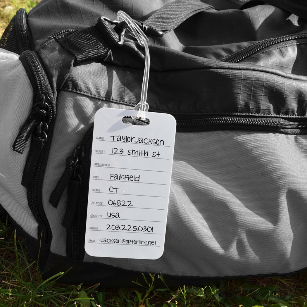 Personalized Baseball Player Luggage Tag - Custom Name Batter Bag Tag with Standard Lines, Large Navy/Gray - Perfect for Baseball Travel Gear & Sports Equipment Organization