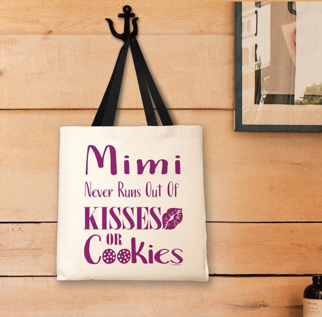 Mimi Never Runs Out Of Kisses And Cookies Canvas Tote Bag - Cute Reusable Shopping Bag for Groceries, Beach, Work & Daily Use