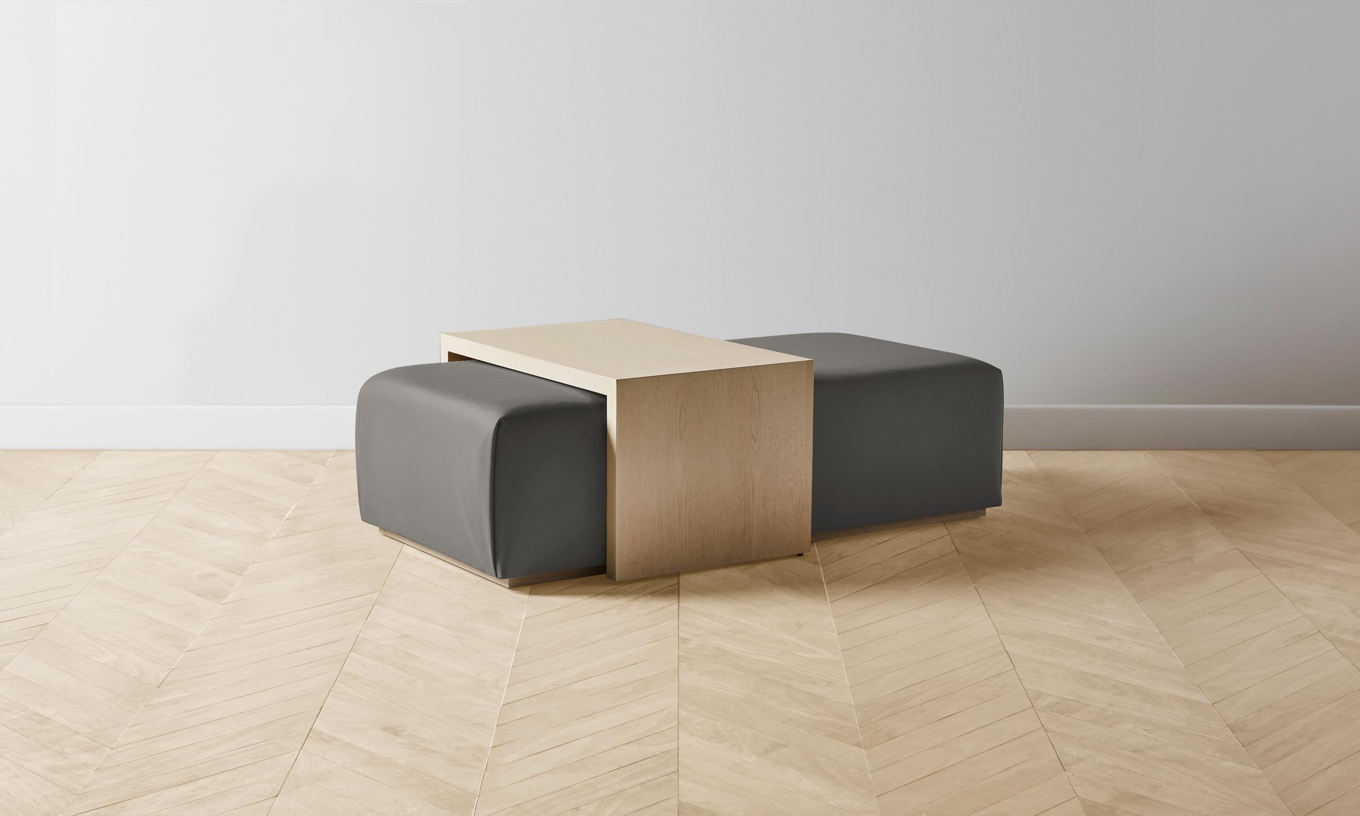 The Bowery Ottoman - Premium Pebbled Leather Ash Gray Footrest Stool for Living Room, Bedroom & Office - Modern Home Decor & Comfortable Seating Solution
