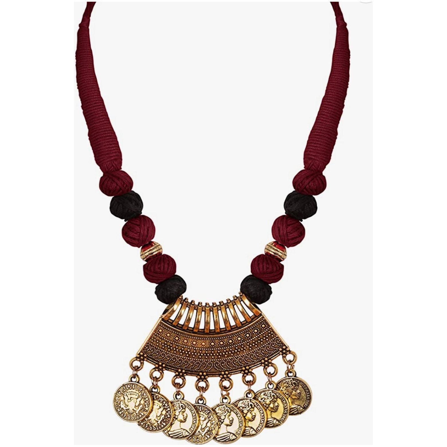 Handmade Tribal Pendant Necklace with Oxidized Beads - Boho Choker Set for Women | Perfect for Festivals, Parties & Layering Jewelry