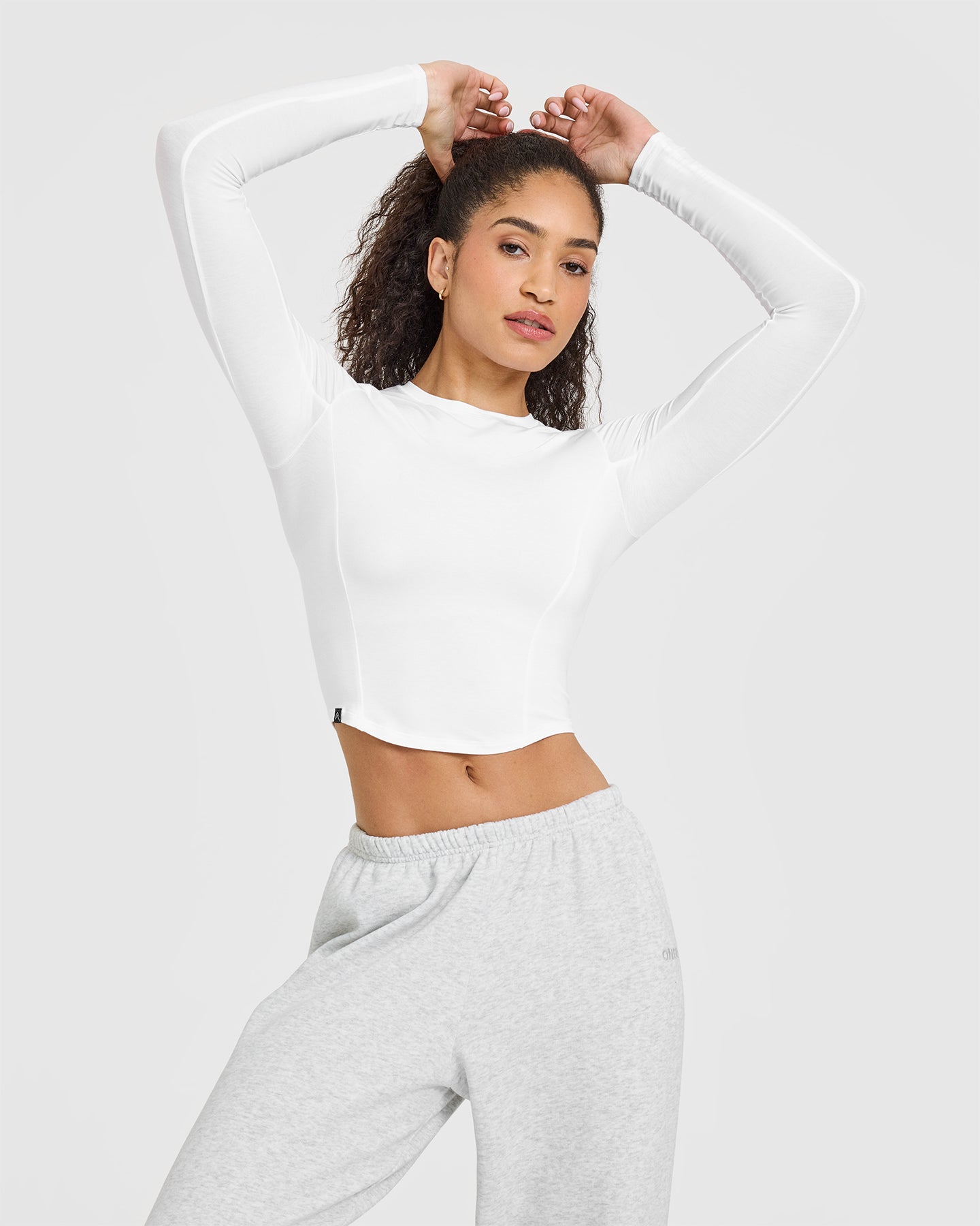 Mellow™ Soft Mid Long Sleeve Women's Tops - Comfortable Stretchy Casual Shirt in White | Perfect for Everyday Wear, Office & Weekend Outfits