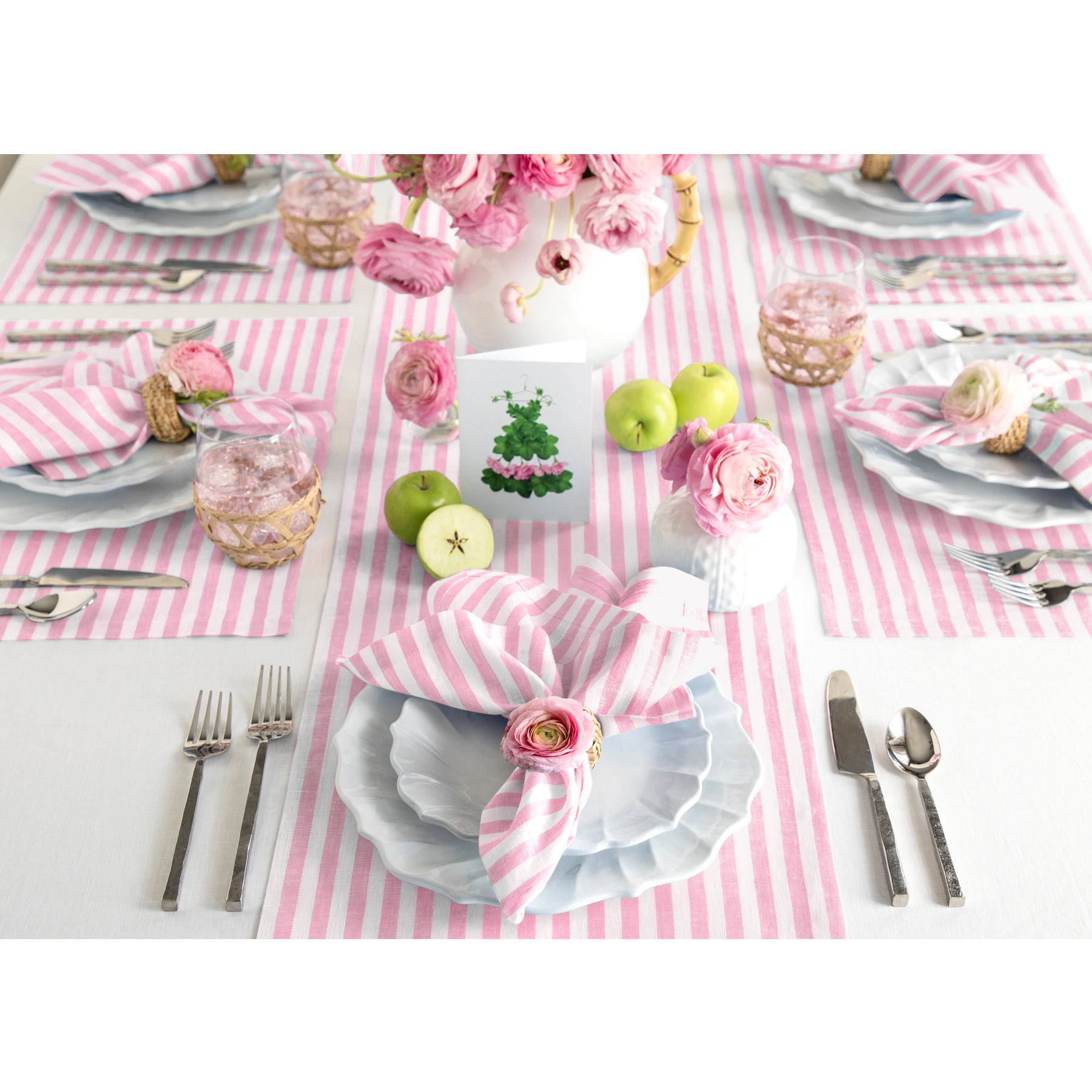 Amalfi Stripe Table Runner - Elegant Cotton Table Decor for Dining Room, Kitchen & Wedding - Perfect for Holiday Dinner Parties & Home Decor