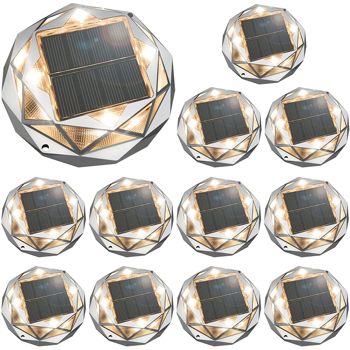 Solar Deck Lights 12 Pack - IP68 Waterproof Outdoor Solar LED Lights for Driveway, Sidewalk, Pathway, Garden & Boat Dock - Weatherproof Landscape Lighting for Patio, Pool, Deck & Backyard Decoration