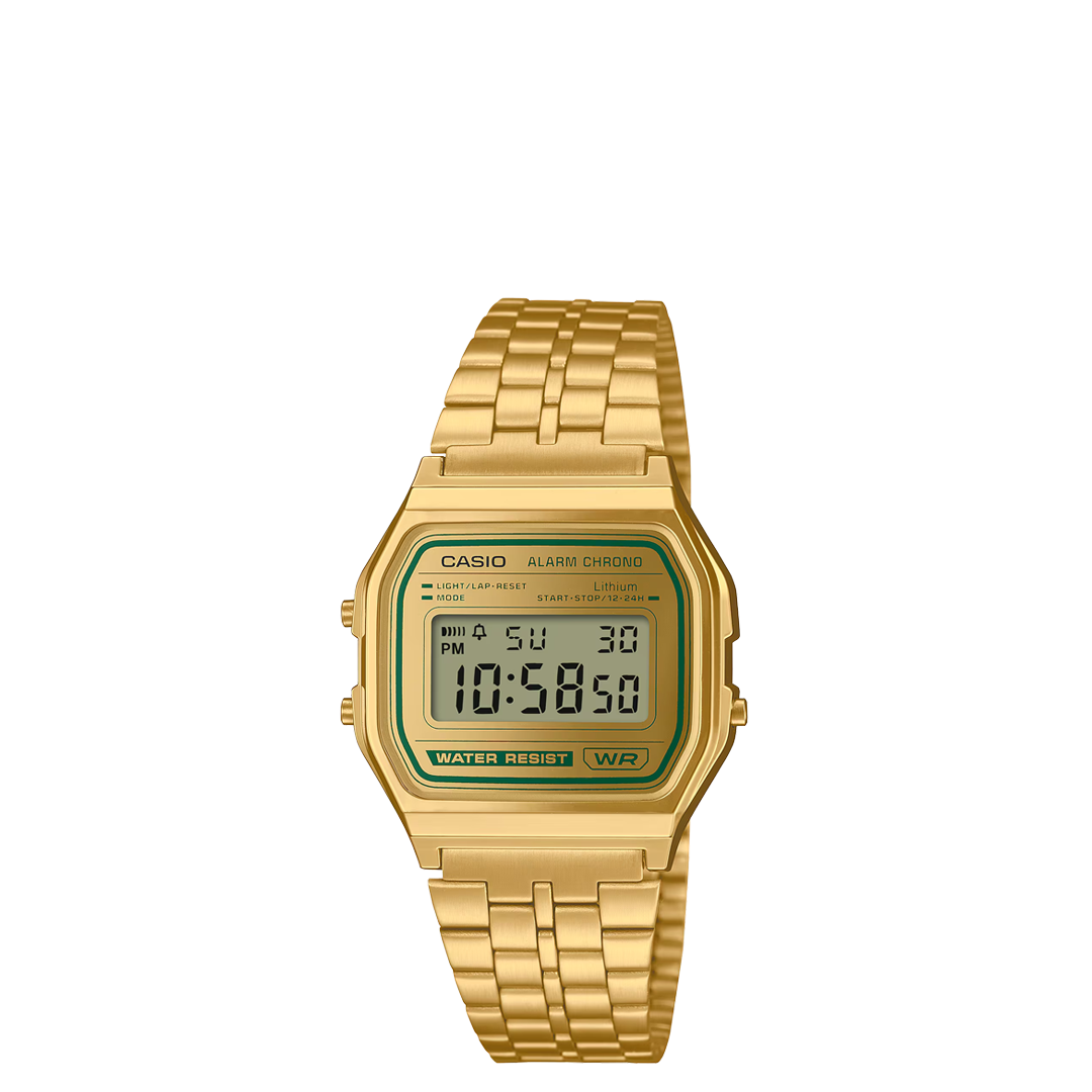 CASIO A158WEGV-9A Vintage Gold Digital Watch for Men - Retro Style, Water Resistant, LED Display - Perfect for Everyday Wear, Office & Casual Outfits