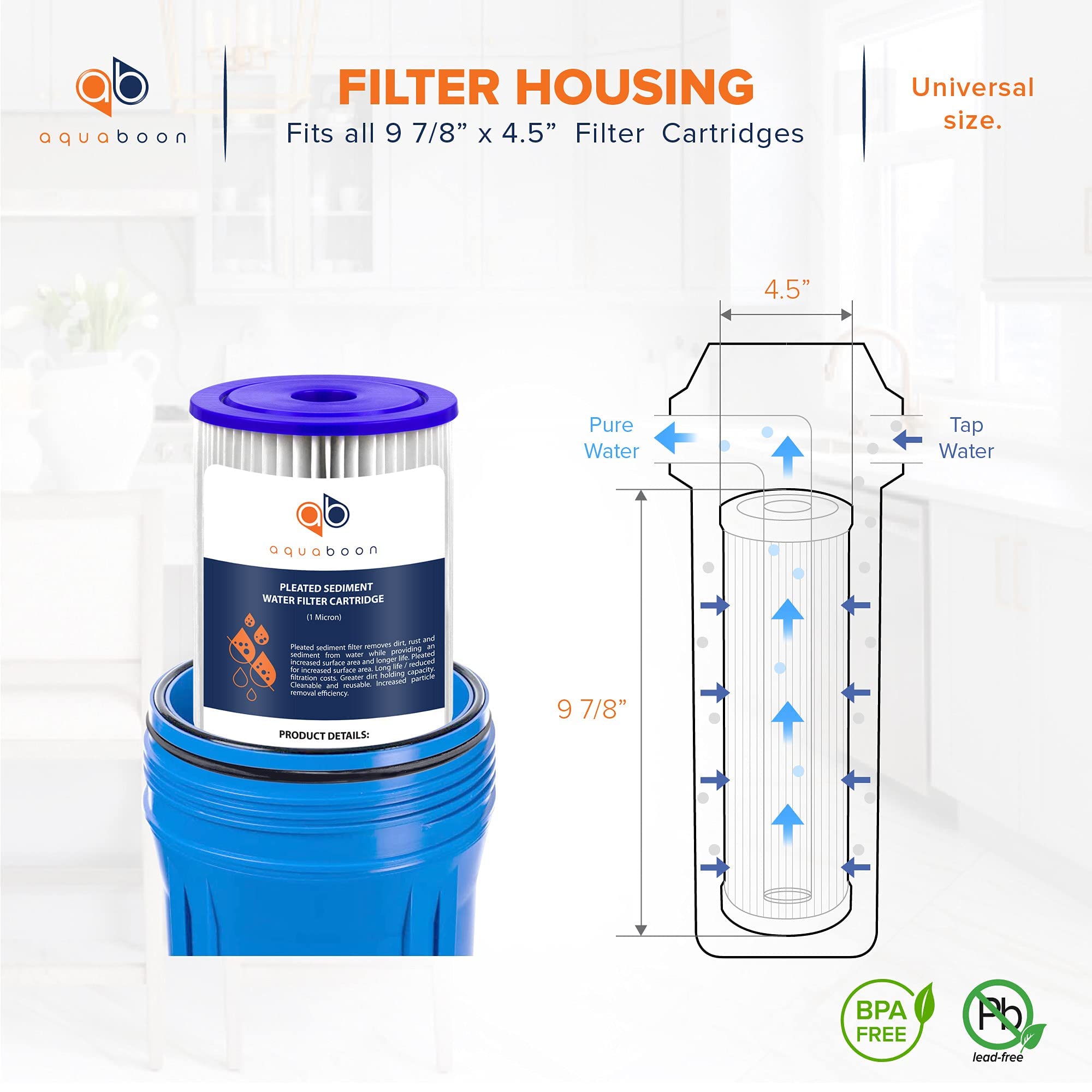 Aquaboon 1 Micron Pleated Sediment Water Filter Replacement (20-Pack) – Compatible with Well Filters FXHSC & R50-BBSA, 10