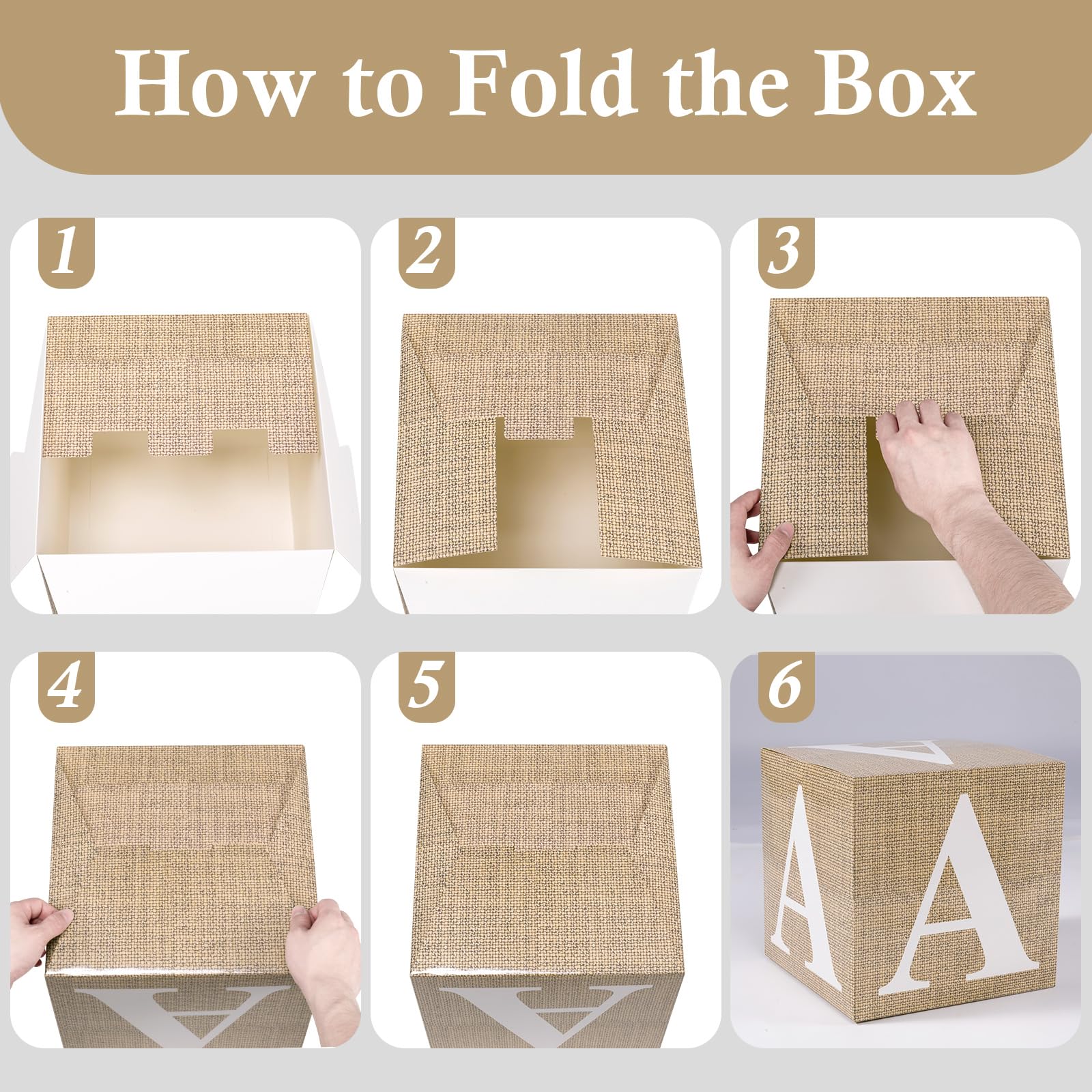 4pcs Baby Shower Balloon Boxes with Printed Letters - Gender Reveal, Birthday & Wedding Decorations (Burlap) | Perfect for Baby Showers, Gender Reveal Parties & Nursery Decor