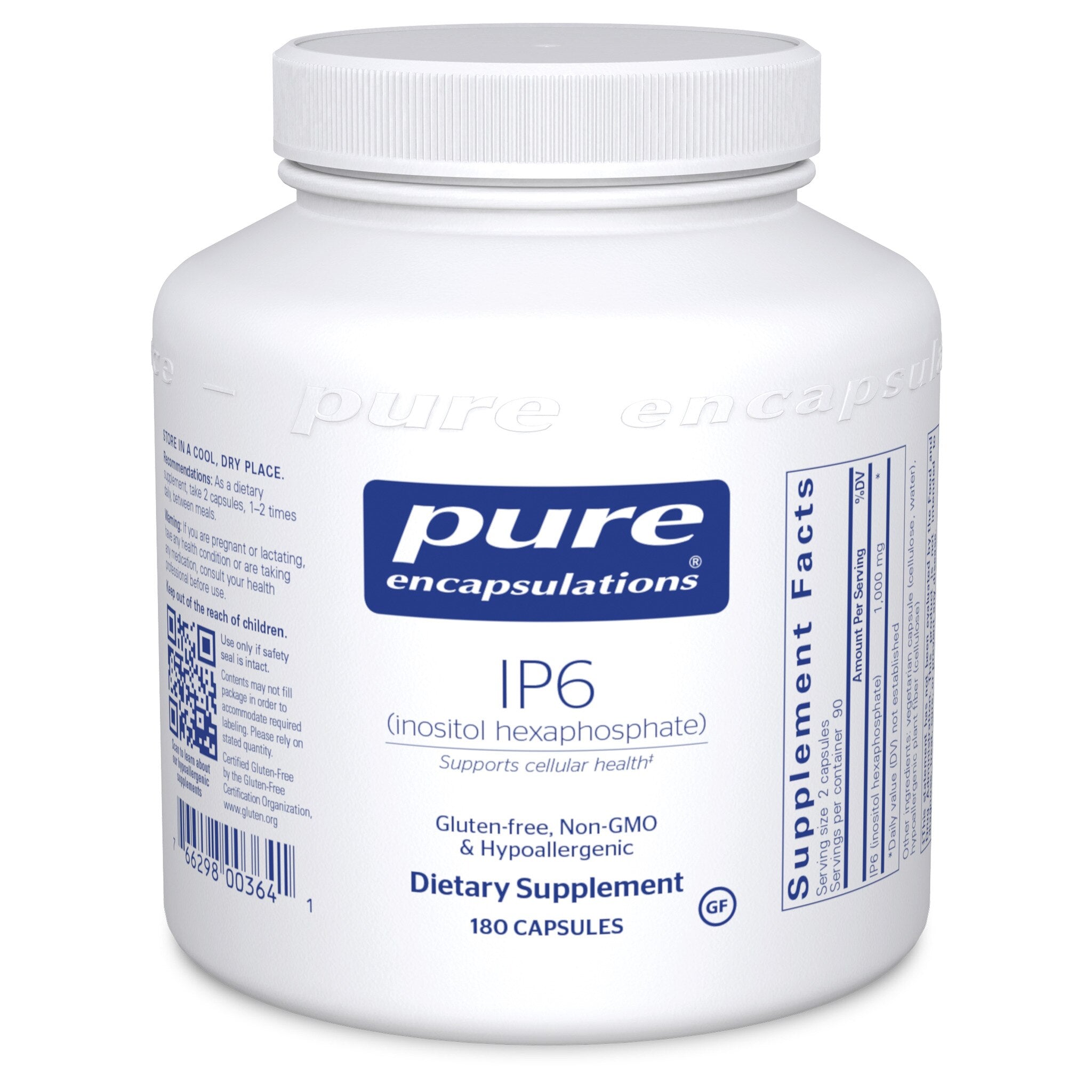 Pure Encapsulations IP6 (Inositol Hexaphosphate) 180 Capsules - Premium Cellular Support Supplement for Immune & Bone Health - Ideal for Daily Wellness Routine & Antioxidant Protection