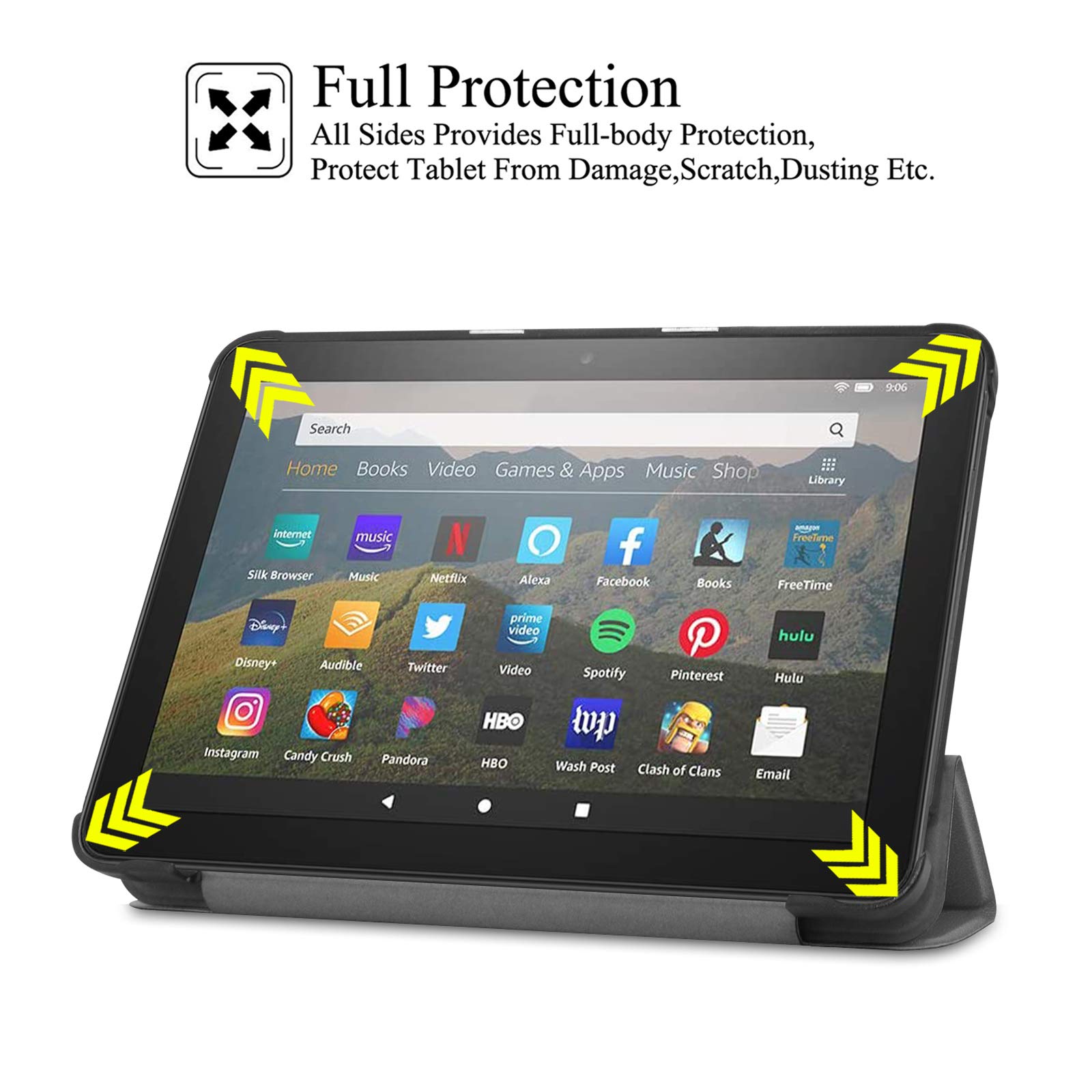 Premium Kindle Fire HD 8/HD8 Plus Case - Auto Sleep/Wake Trifold Stand Cover for 12th/10th Gen (2024/2022/2020 Models) - Perfect for Reading, Watching & Travel - Gray