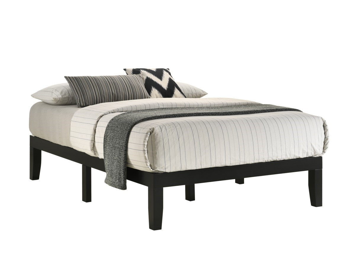 Amira Queen Platform Bed Frame - Modern Black Wooden Bed with Sturdy Slat Support | Perfect for Master Bedrooms, Guest Rooms & Small Spaces