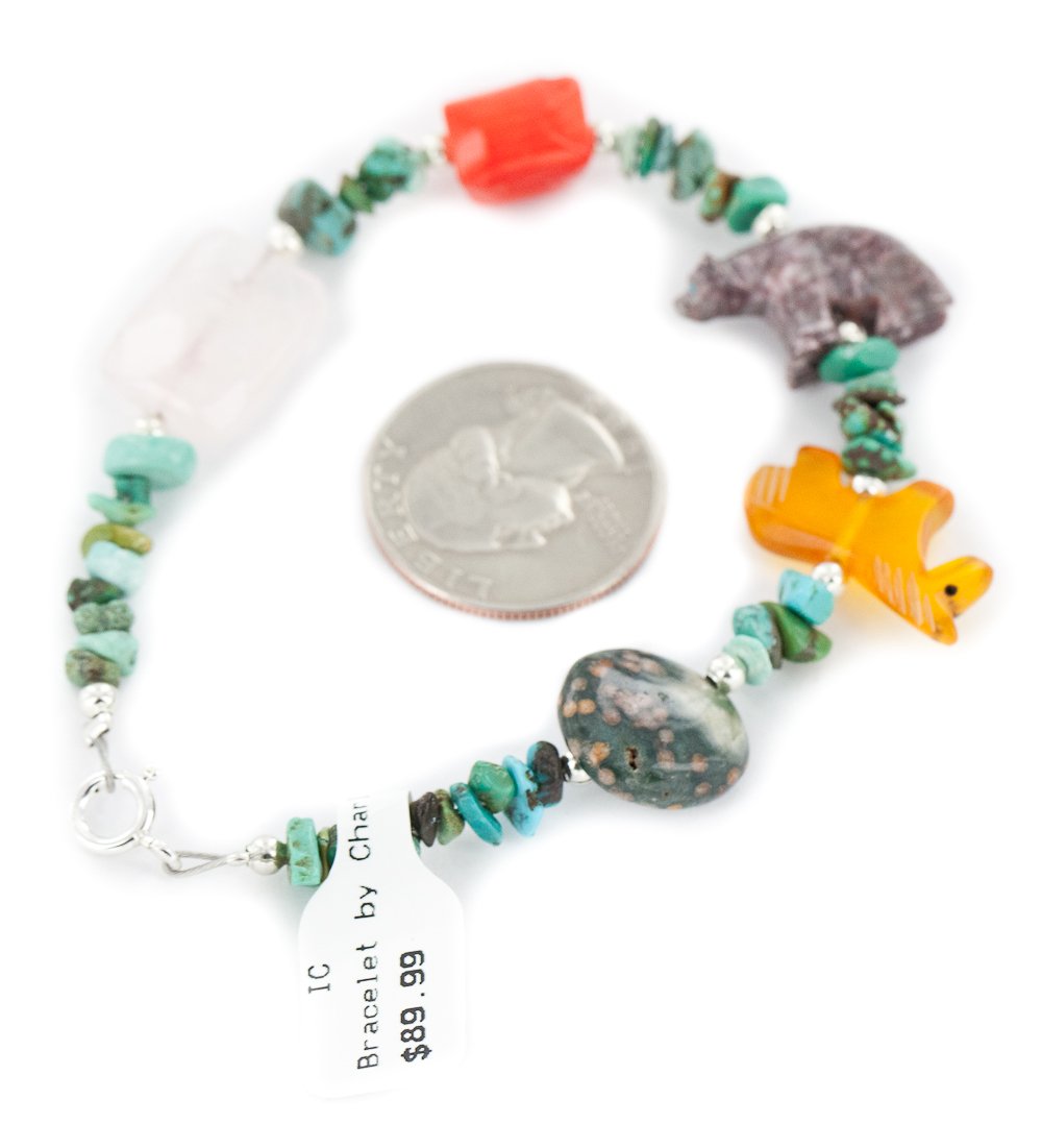 Authentic Navajo Turquoise Pink Quartz Coral Yellow Resin Bracelet - Handmade Sterling Silver Jewelry by Loma Siiva - Perfect for Boho Fashion, Gift Giving & Special Occasions