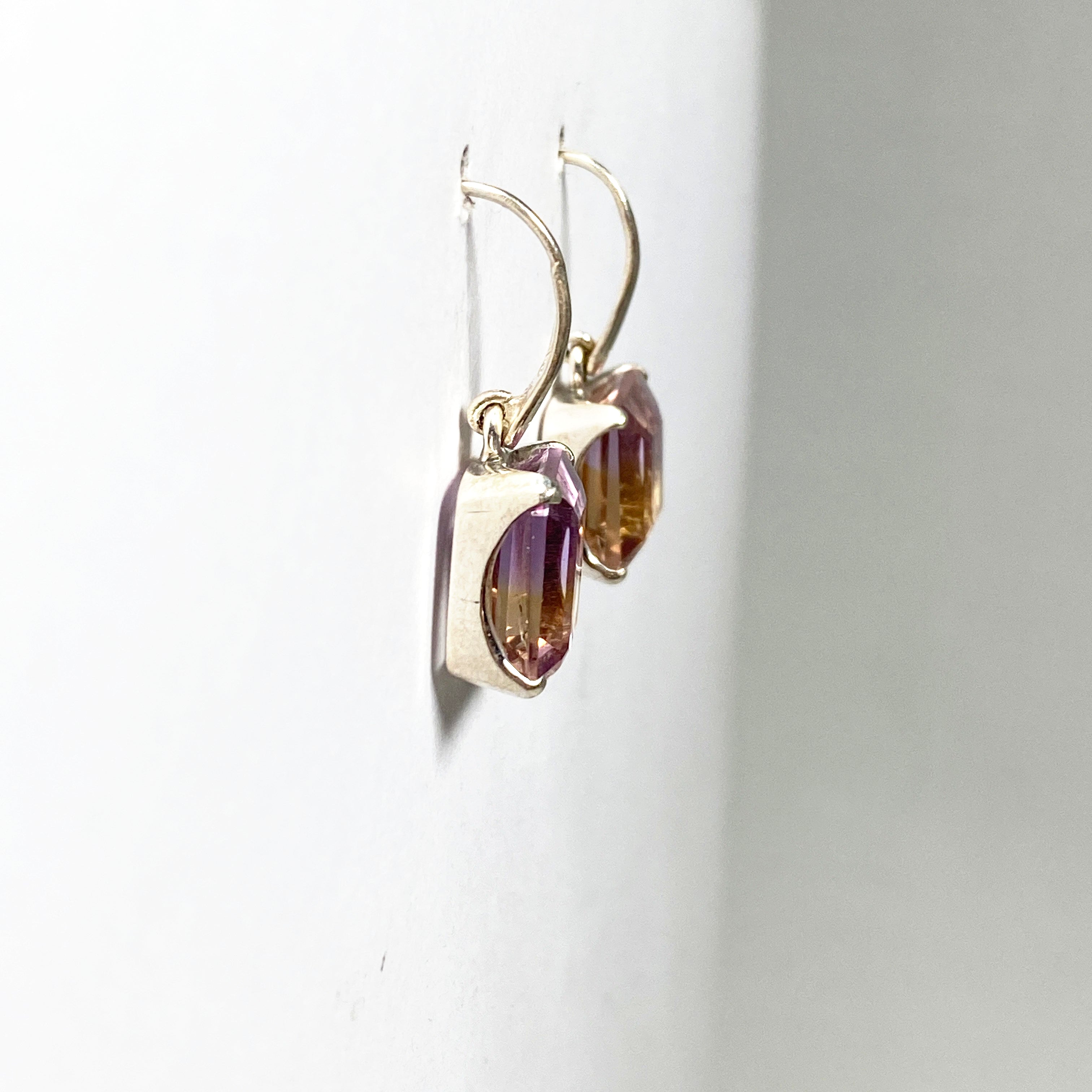 Ametrine Emerald Cut Faceted Earrings for Women - Elegant Gemstone Jewelry Gift for Birthday, Anniversary & Special Occasions