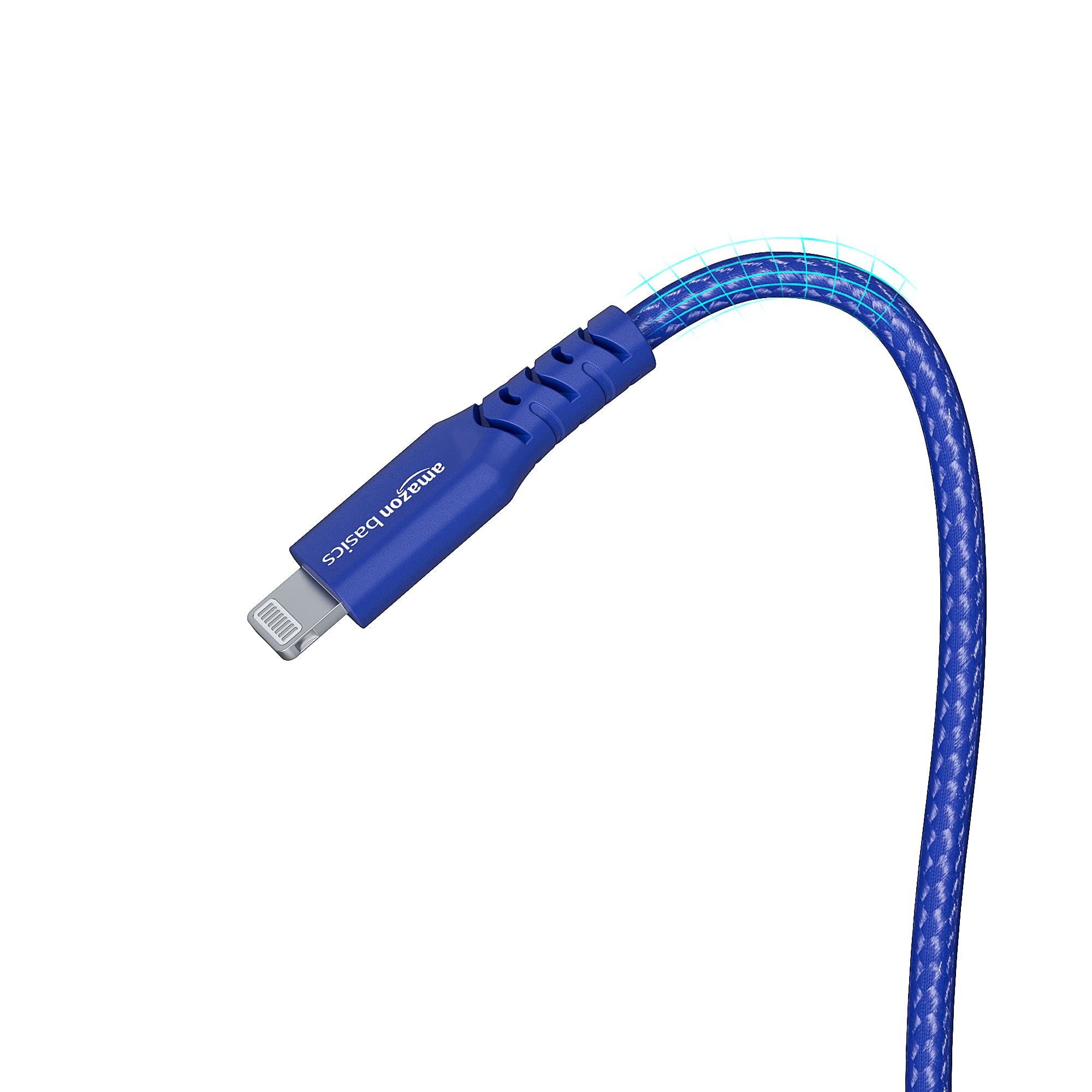 Amazon Basics MFi Certified USB A to Lightning Charging Cable - 1.2m Nylon Braided Cable (Blue) - Fast Charging for iPhone 14/13/12/11/X/8/7 & iPad - Home, Office, Car & Travel Use