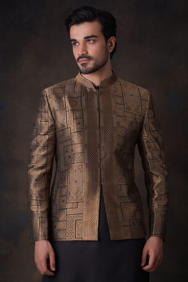 Luxury Black and Gold Persian Pure Silk Prince Coat for Men - Elegant Formal Wear, Royal Costume, Special Occasions & Halloween Parties