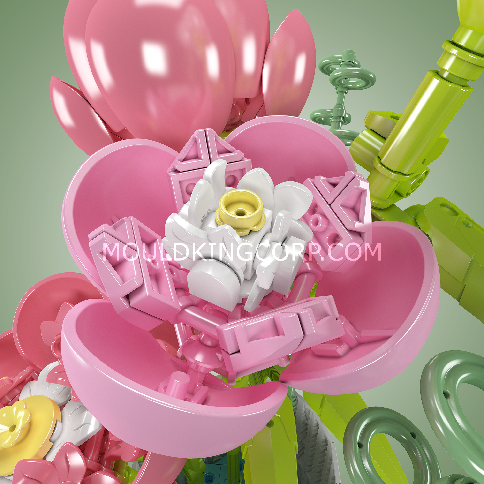 Mould King 10059 Peony Flowers Bouquet Building Set - 866 PCS DIY Creative Building Blocks for Adults, Home Decor, Gift Idea | Perfect for Birthday, Wedding, Anniversary & Home Decoration