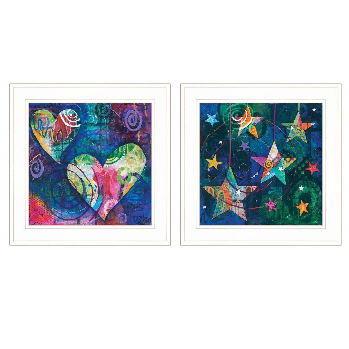 Heart of Love 2-Piece Wall Art Set by Lisa Morales - White Framed Home Decor for Living Room, Bedroom & Office