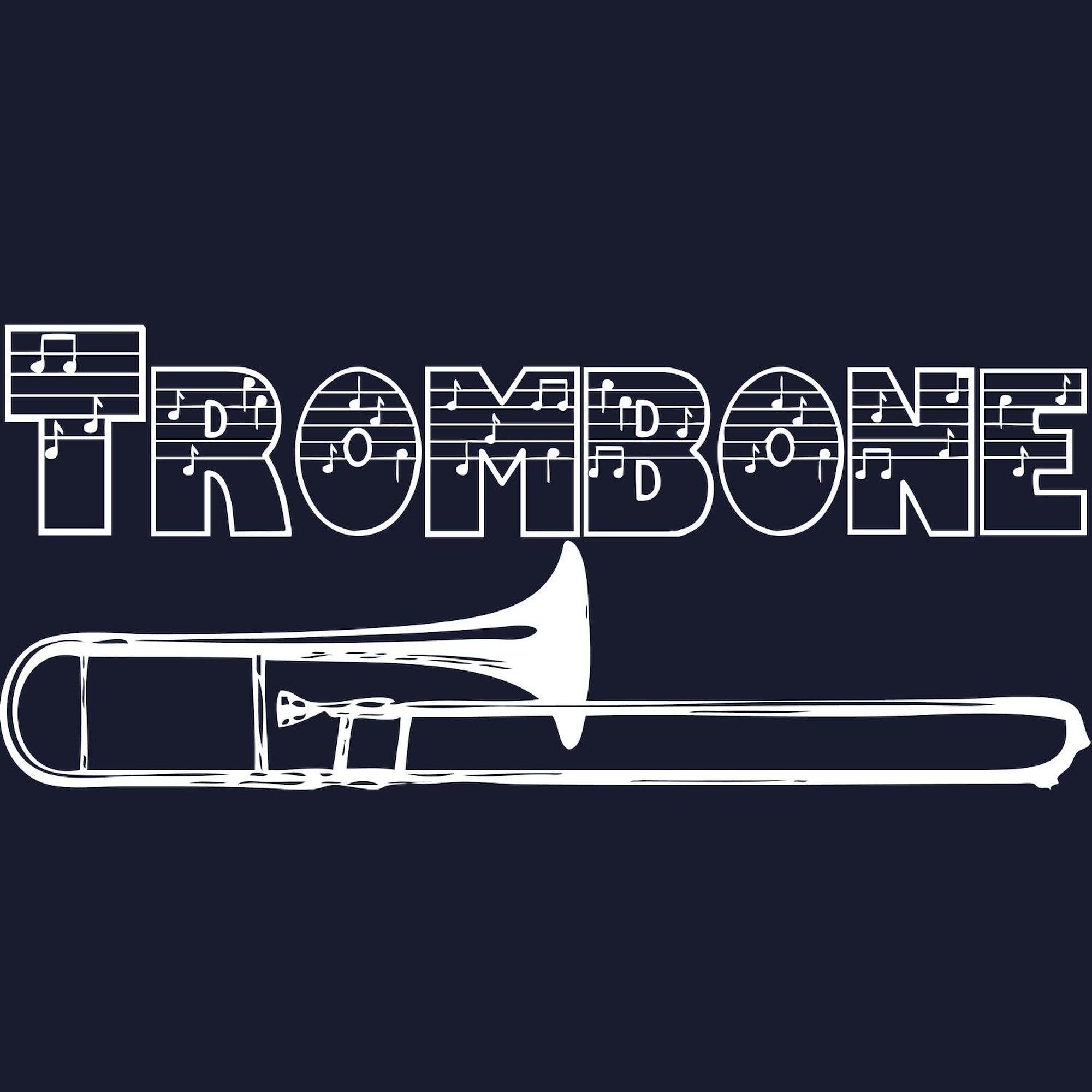 Men's Dark Zip-Up Hooded Sweatshirt | Trombone Graphic Pullover | Casual Warm Fleece Jacket for Musicians, Band Members & Music Lovers